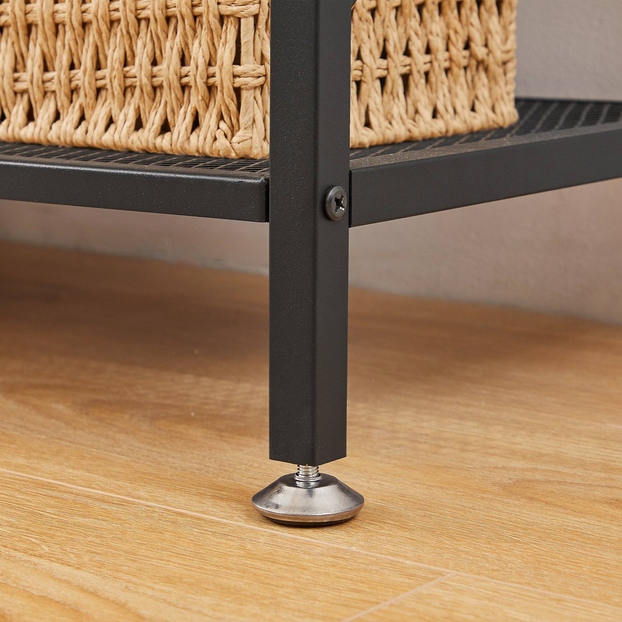 Left. Vecelo - 71 Inch Industrial TV Stand with Heavy Duty Rust-Proof Frame, 160lb Capacity & Vintage Design for Living Room - 55" Grey with socket.