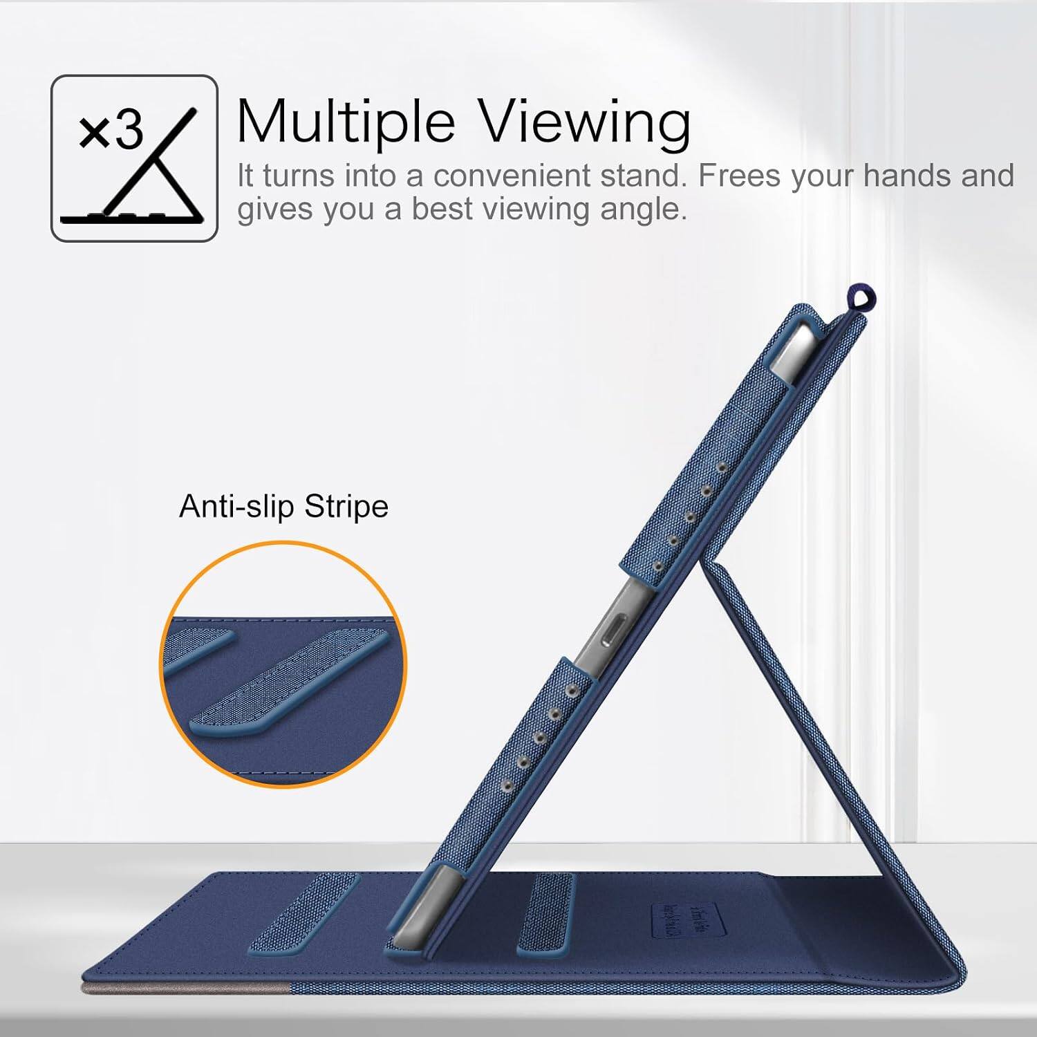 Multiple Viewing  
It turns into a convenient stand. Frees your hands and gives you a best viewing angle.  
Anti-slip Stripe