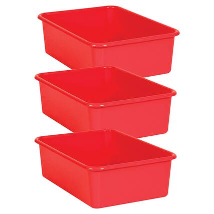 Front. Teacher Created Resources - Teacher Created Resources Red Large Plastic Storage Bin, Pack of 3.