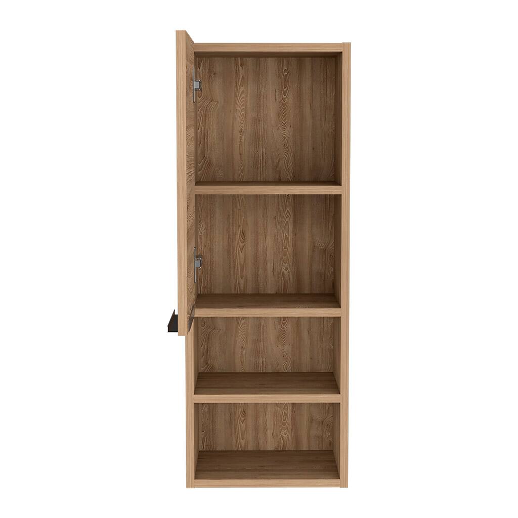 Back. TinyHomie - Medicine Single Door Cabinet 32in H Two Interior Shelves Two External Shelves Light Oak - Beige.