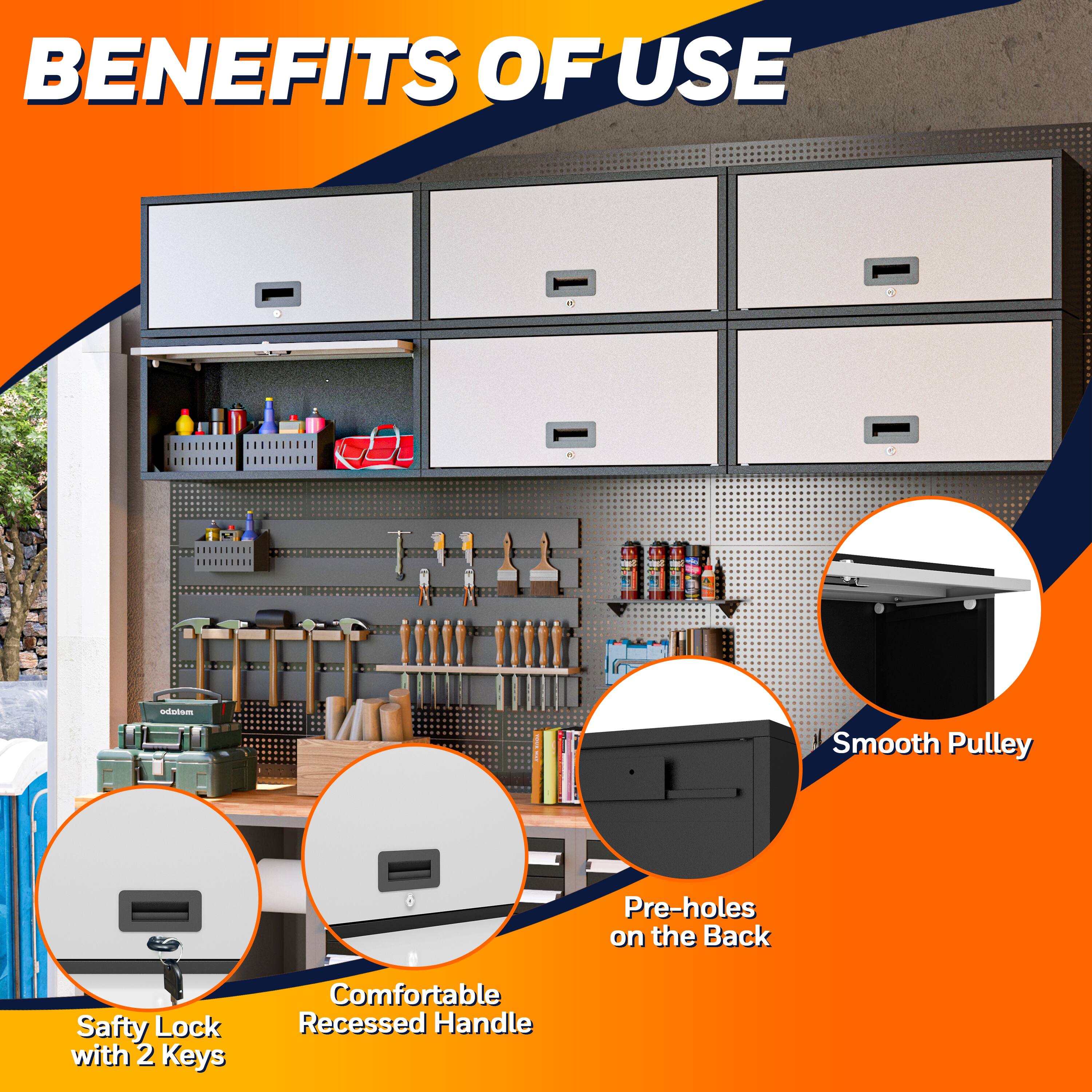 BENEFITS OF USE

- Safety Lock with 2 Keys
- Comfortable Recessed Handle
- Pre-holes on the Back
- Smooth Pulley