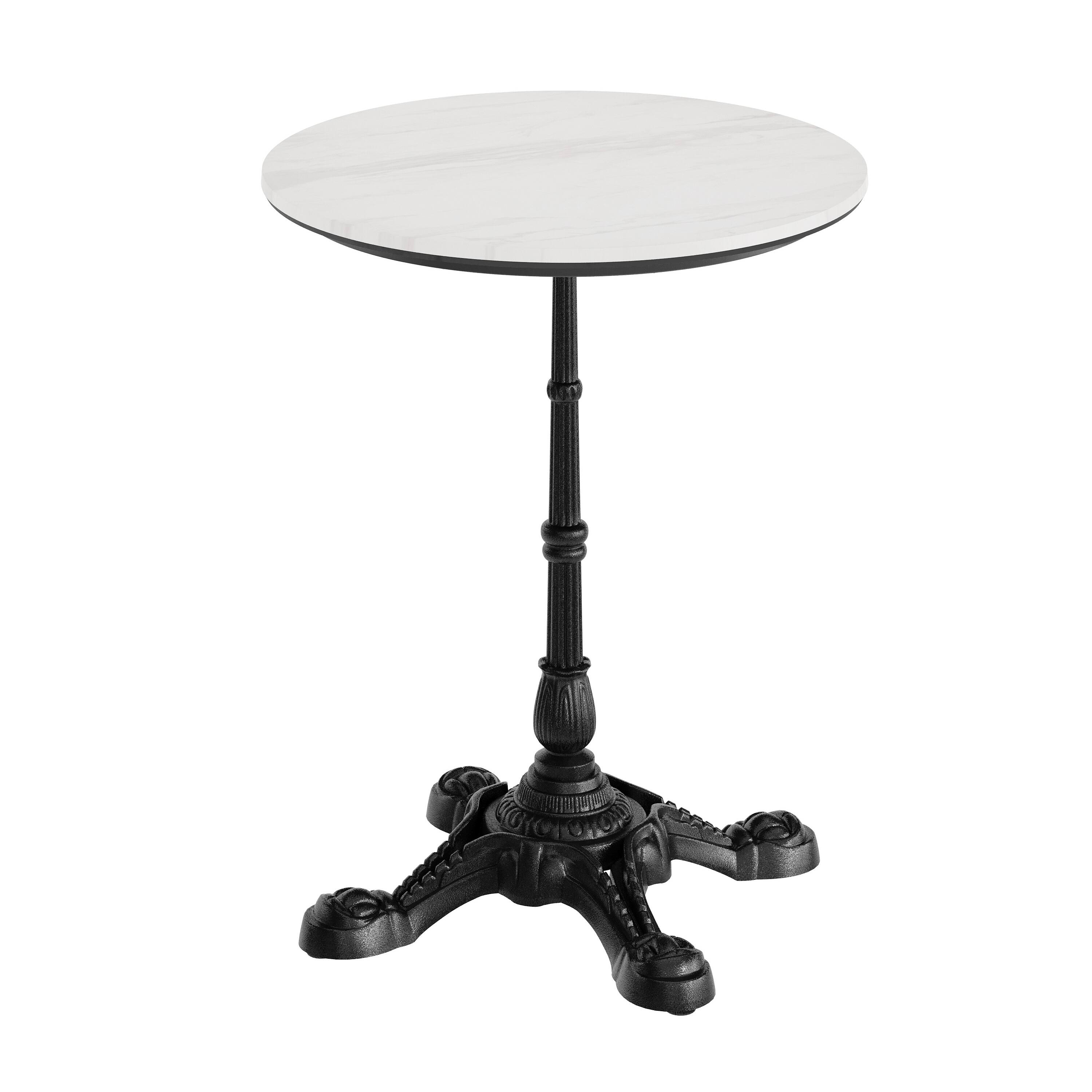 White Faux Marble/Black Base