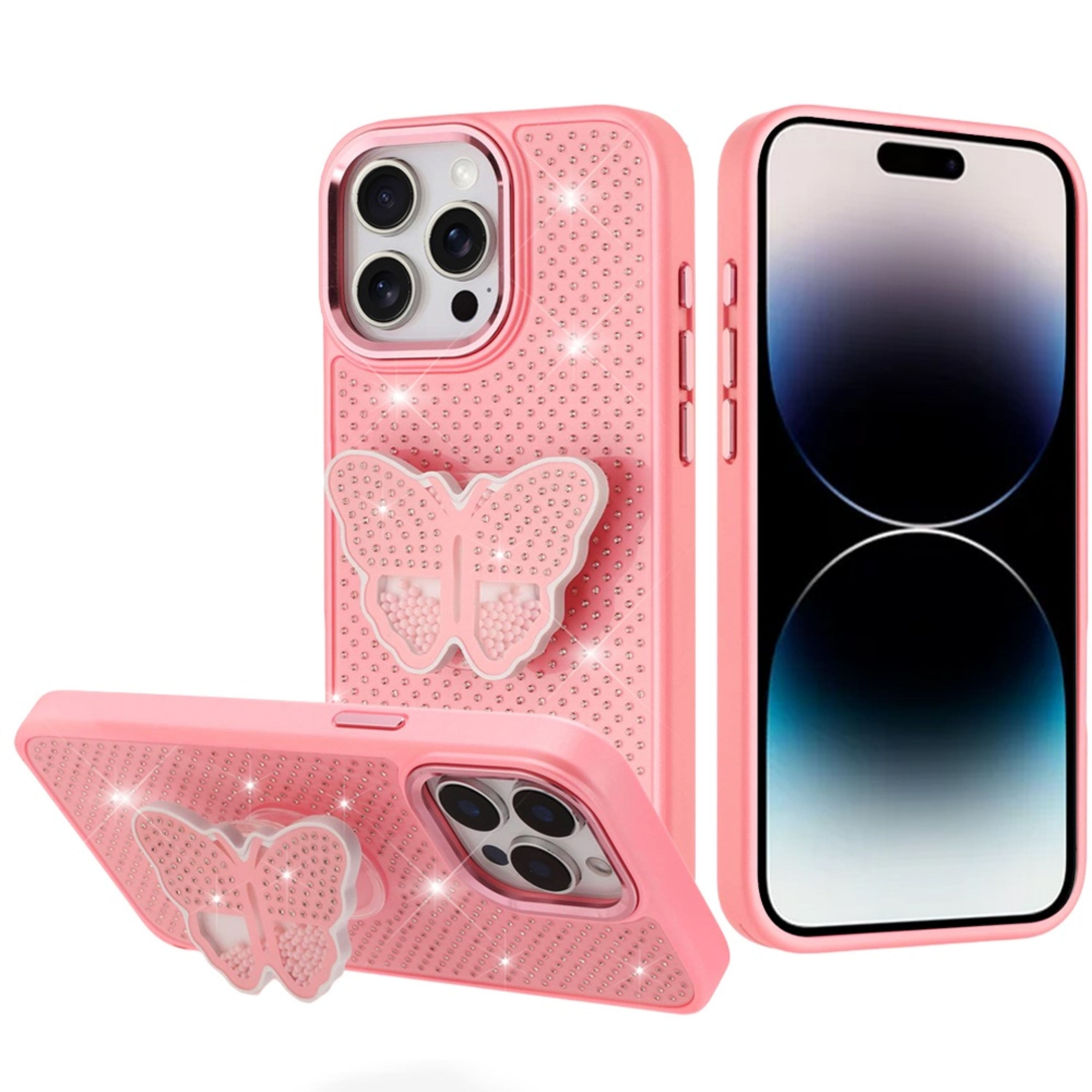 Kitcheniva - Butterfly Crystal Grip Stand Case For iPhone 14 Pro Max - Pink price history on PriceWatchPro