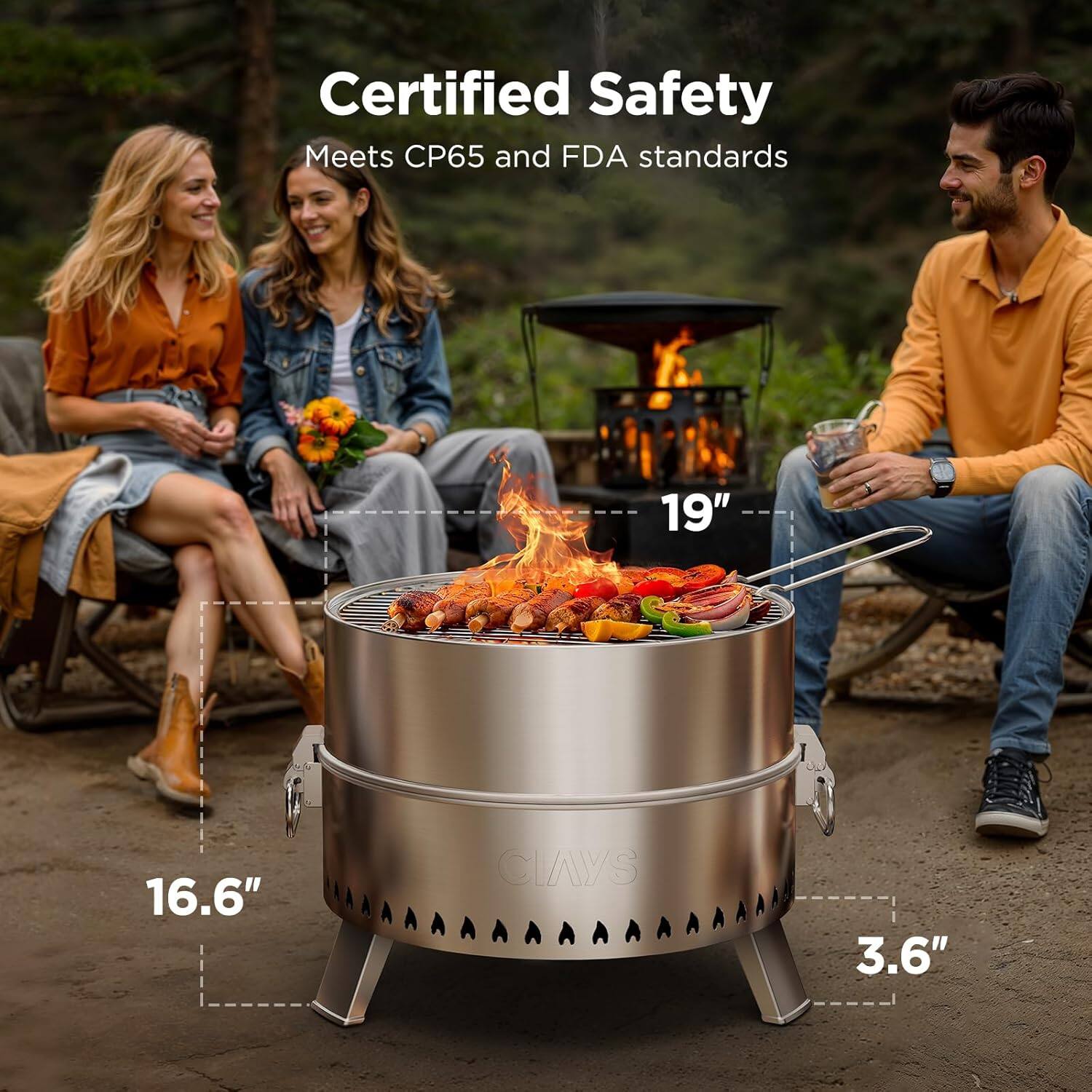 Certified Safety  
Meets CP65 and FDA standards  

19"  
16.6"  
3.6"