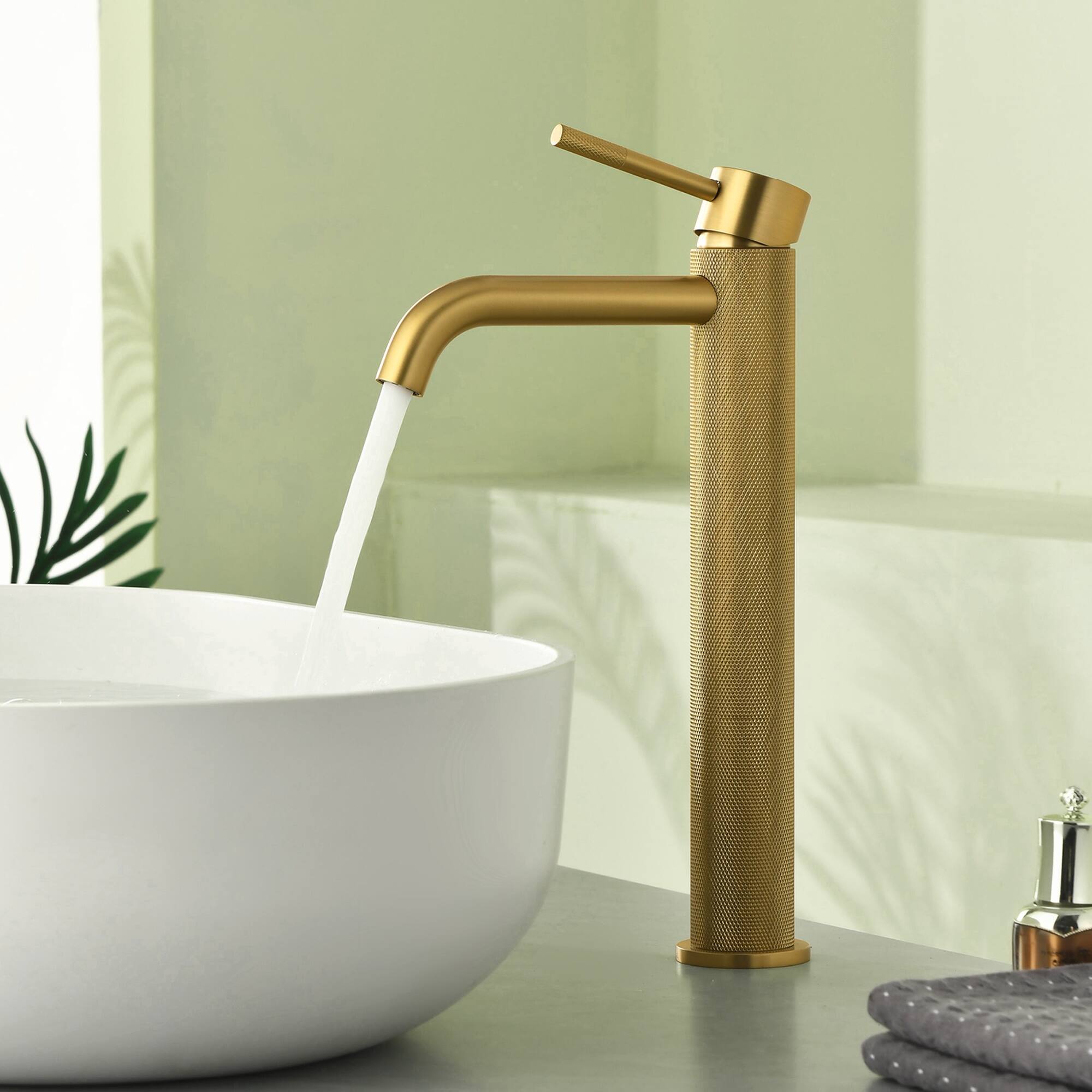 Alt View 4. Boyel Living - Brushed Gold Carved Bathroom Faucet Solid Brass - Brushed Gold.