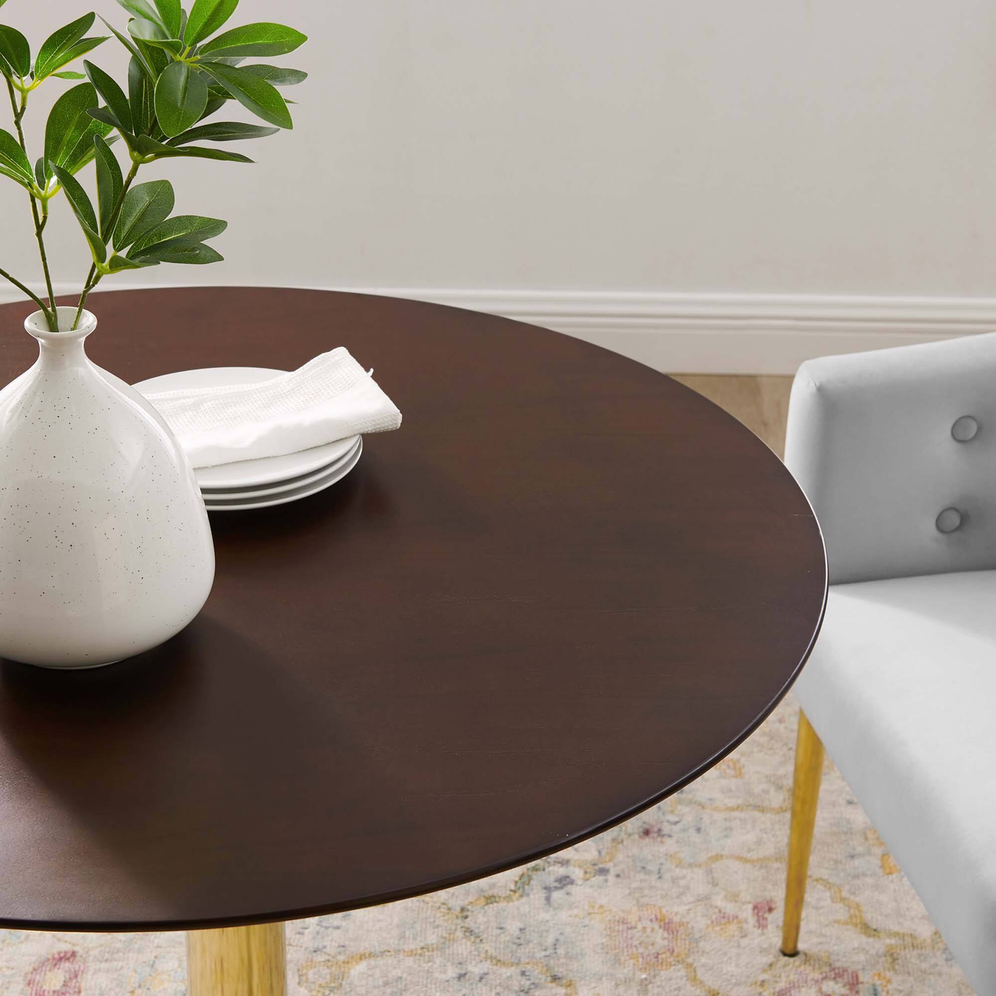 Back. Modway - Verne 35" Dining Table by Modway - Gold Cherry Walnut.