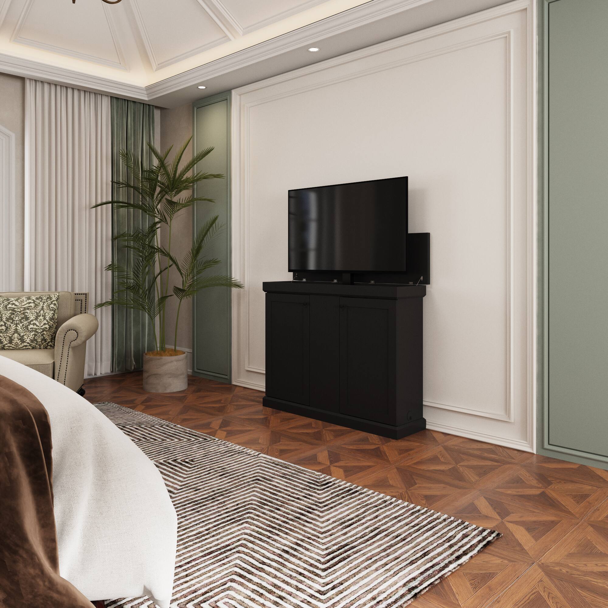 Alt View 4. Famapy - Smart Lift TV Cabinet for Up to 50 Inch TV, Remote Control Media Console with Hidden Storage Entertainment Center - Black.