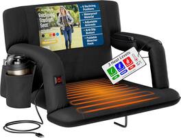 Alpcour - Heated Reclining Stadium Seat for Bleachers with Back Support - Extra-Wide - Black