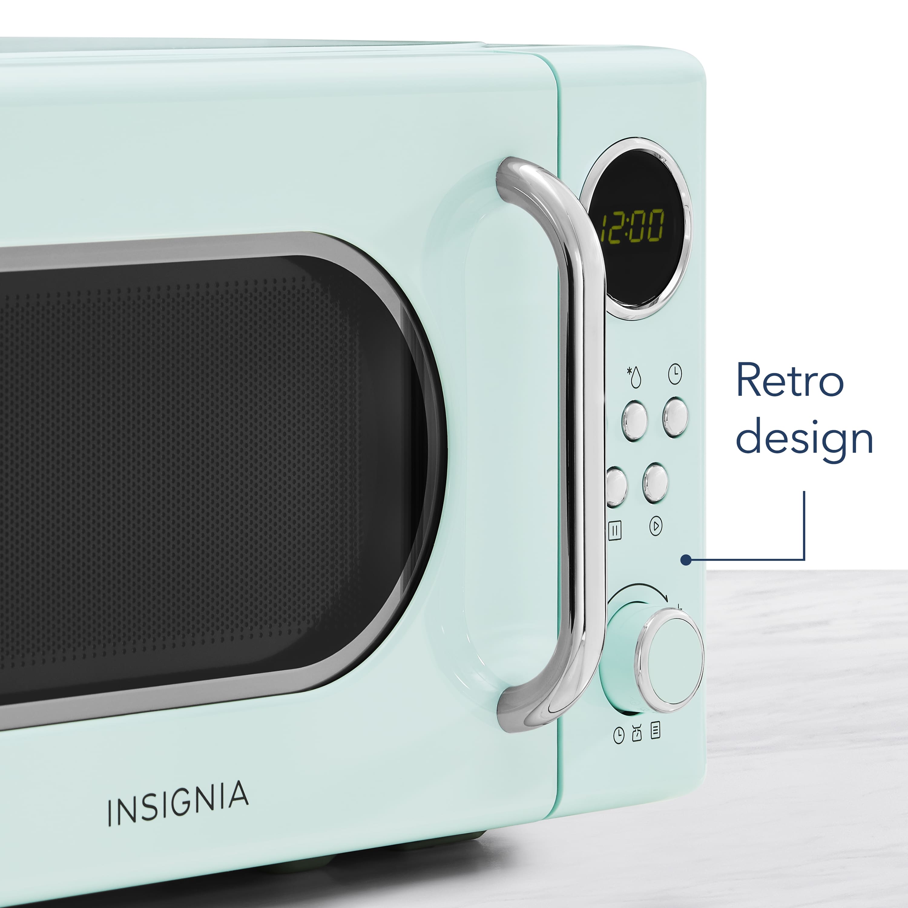 The text on the image reads "12:00 Retro design INSIGNIA."