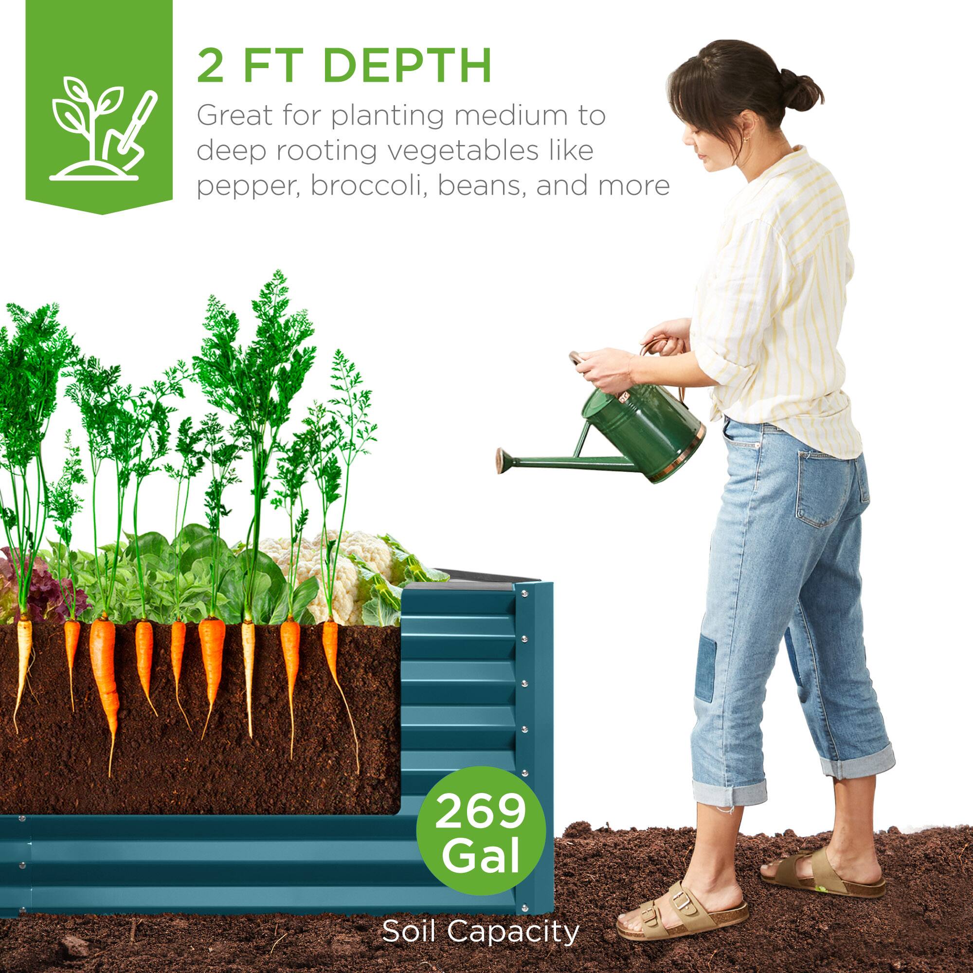 2 FT DEPTH  
Great for planting medium to deep rooting vegetables like pepper, broccoli, beans, and more  

269 Gal  
Soil Capacity