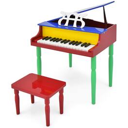 Gymax - 30-Key Classic Baby Grand Piano Toddler Toy Wood w/ Bench & Music Rack Colorful - Multicolor