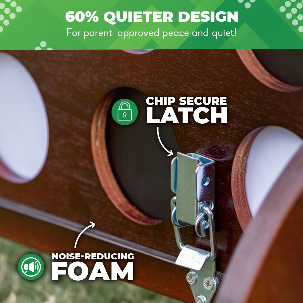 60% QUIETER DESIGN  
For parent-approved peace and quiet!

CHIP SECURE LATCH

NOISE-REDUCING FOAM