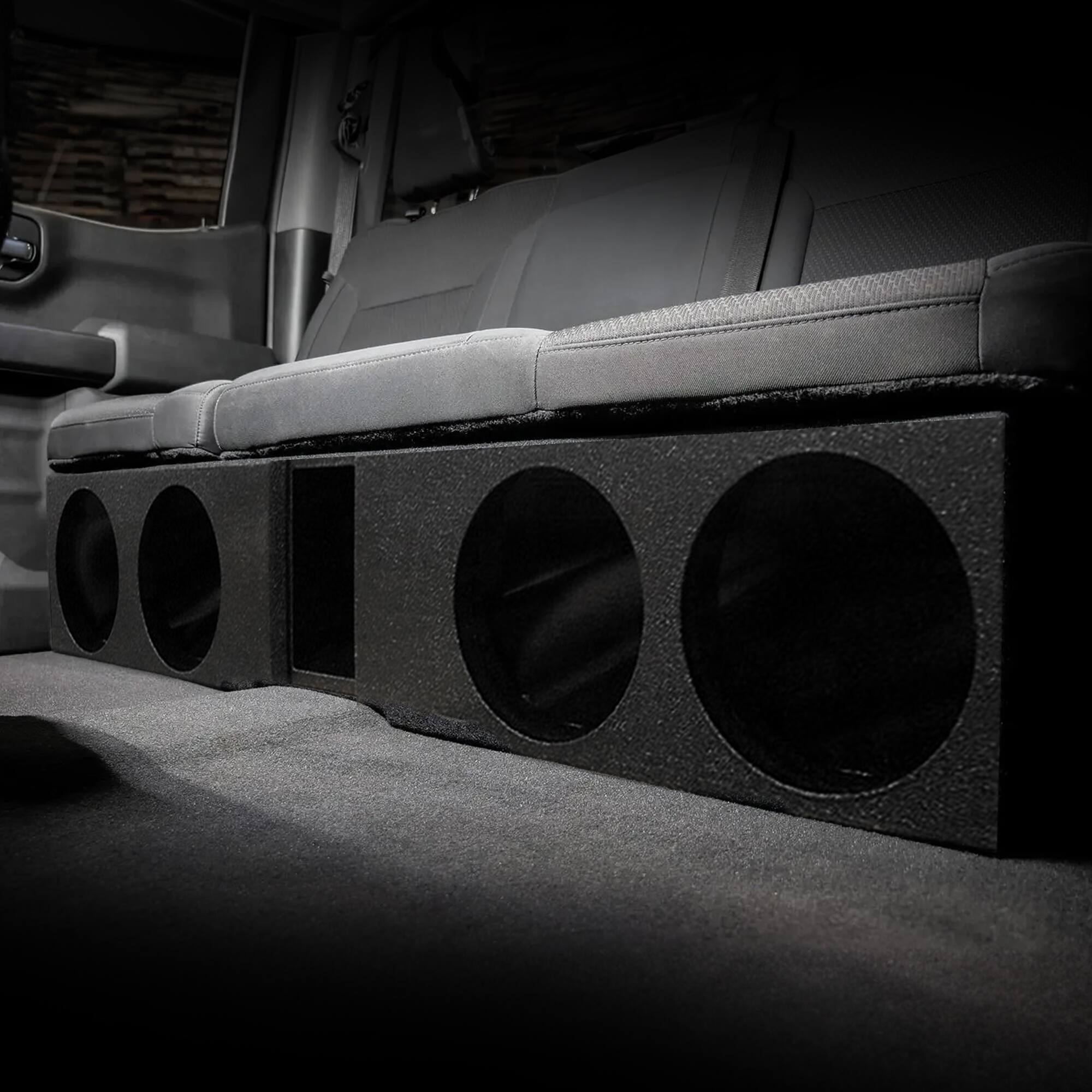 Alt View 2. QPower - QPower Quad 8" Sub Box - Chevy Silverado Crew Cab, GMC Sierra Crew Cab 2007-2025 - Charcoal Black.