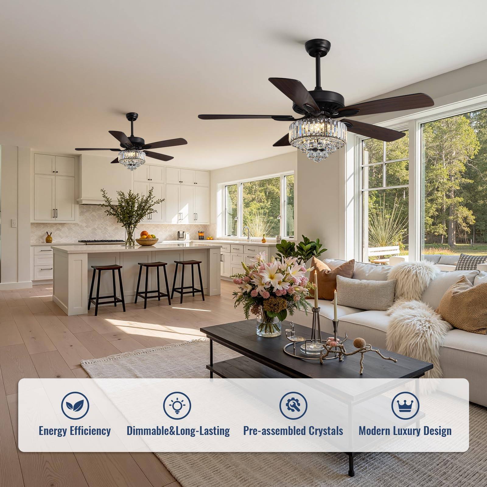 Energy Efficiency  
Dimmable & Long-Lasting  
Pre-assembled Crystals  
Modern Luxury Design