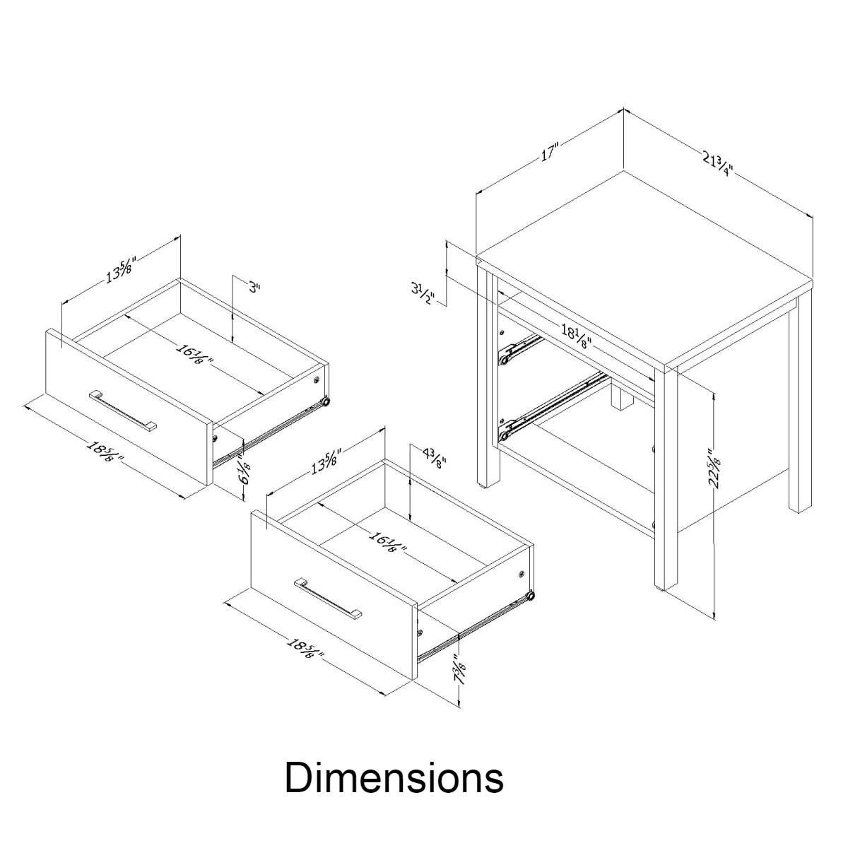 17" 22¾" 13¾" 16½" 18½" 18½" 6½" 13½" 16½" 22½" 18½" 7½" Dimensions