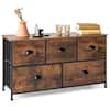 Front. Costway - Costway 5-Drawer Dresser Fabric Storage Tower w/wooden Top Chest Organizer Rustic Brown - Rustic Brown.