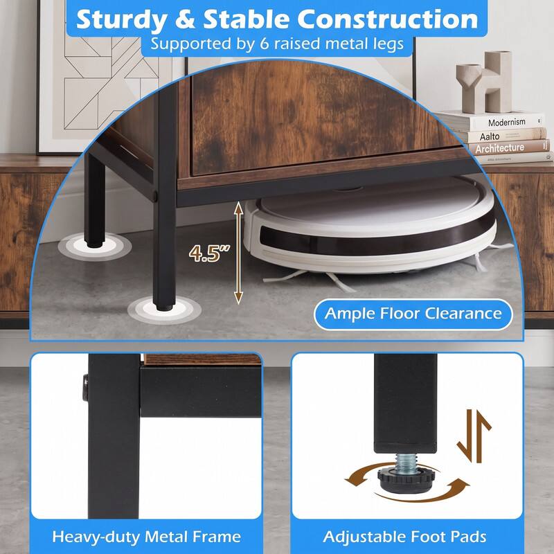 Sturdy & Stable Construction Supported by 6 raised metal legs

Modernism Aalto Architecture

4.5"

Ample Floor Clearance

Heavy-duty Metal Frame

Adjustable Foot Pads