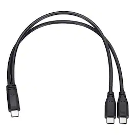 Unique Bargains - Type C Male to Type C Male 2-in-1 Splitter Charging Cable 11.8" 5V - Black