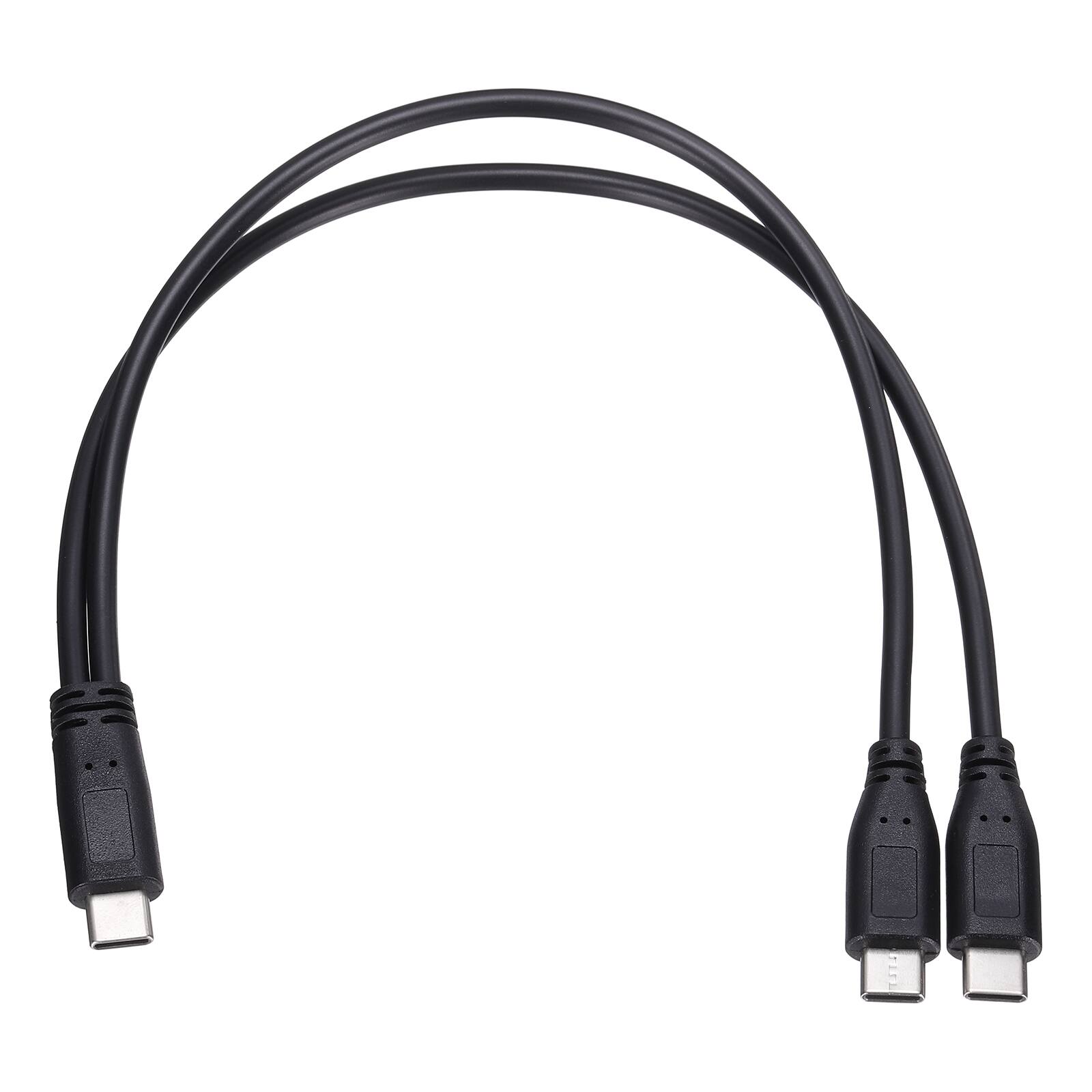 Front. Unique Bargains - Type C Male to Type C Male 2-in-1 Splitter Charging Cable 11.8" 5V - Black.