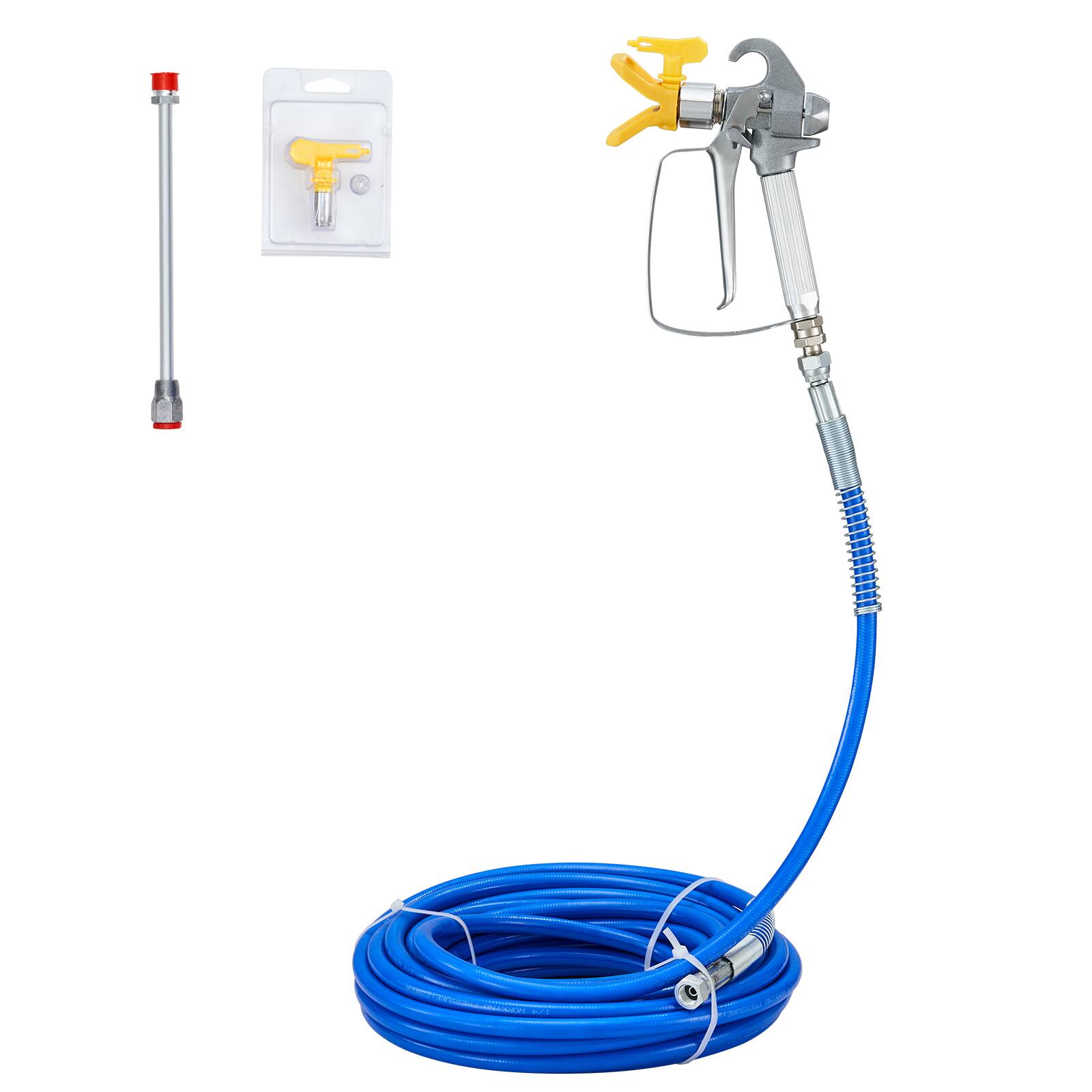 Front. VEVOR - Airless Paint Spray Hose Kit, 50ft 3600 psi High Pressure Fiber Tube with 8 inch Extension Rod Pole, Including 517 Tip - Blue.