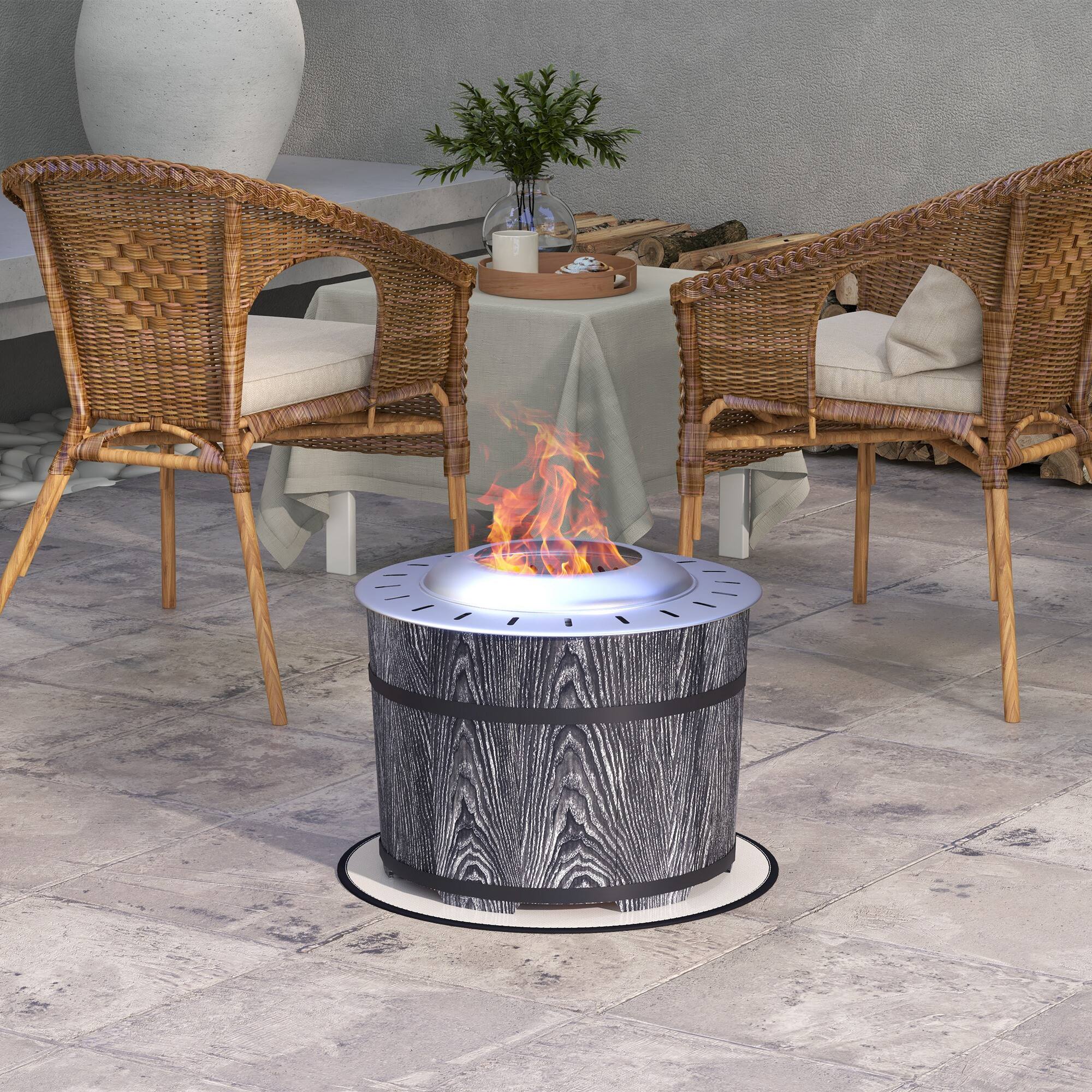 Alt View 1. Outsunny - Fire Pit, Portable Camping Bonfire Stove with Mat for Backyard, Patio, Picnic - Black.