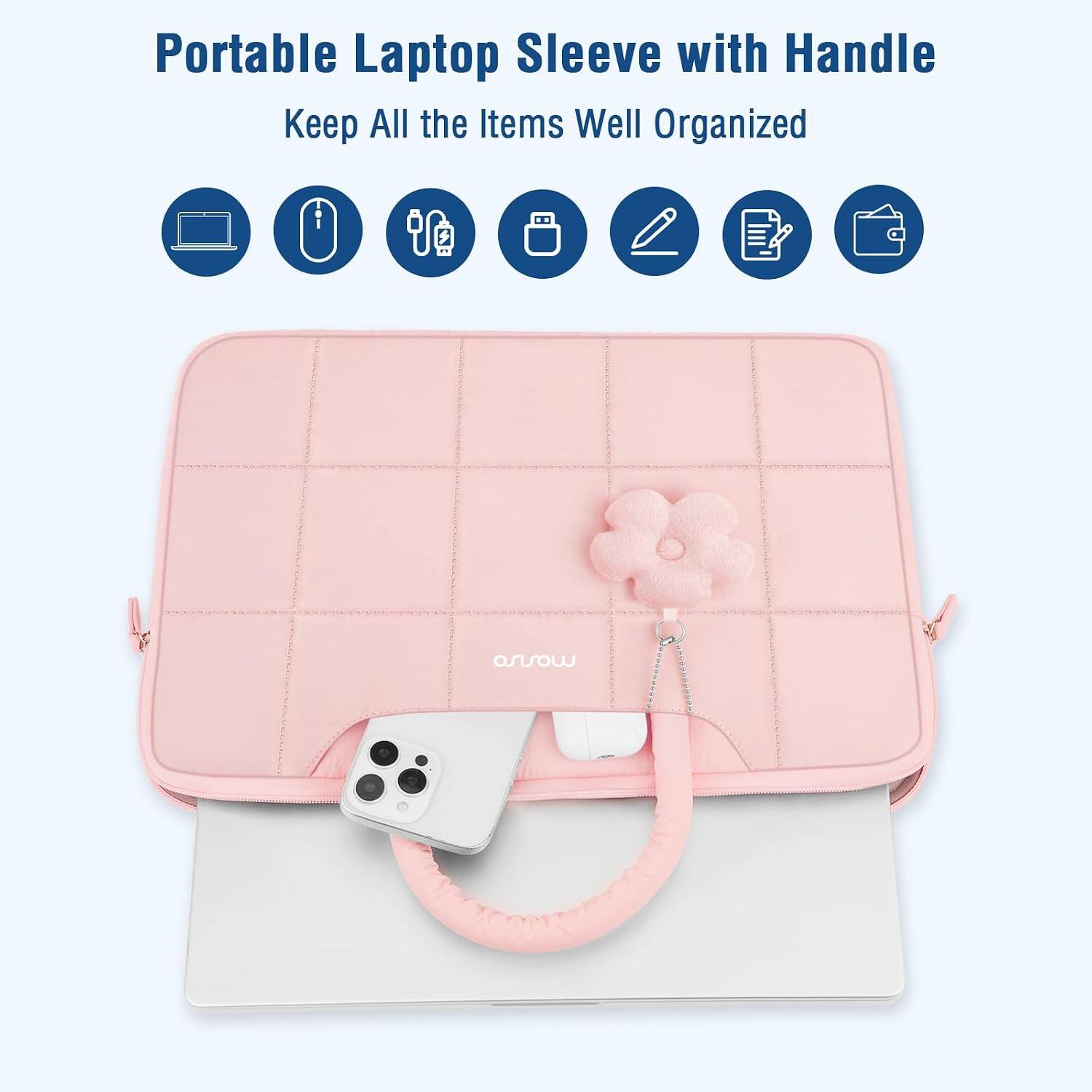 Portable Laptop Sleeve with Handle  
Keep All the Items Well Organized