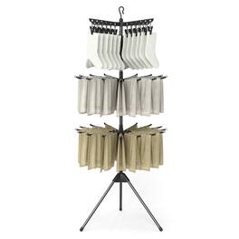 Gymax - 70'' Folding Freestanding Tripod Laundry Drying Rack w/ 24 Clips & 32 Rods - Black