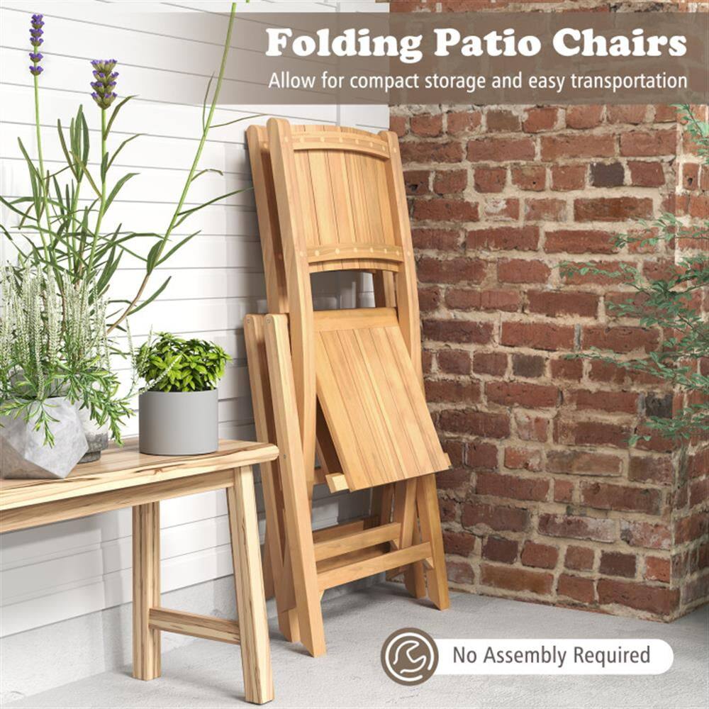 Folding Patio Chairs  
Allow for compact storage and easy transportation  
No Assembly Required