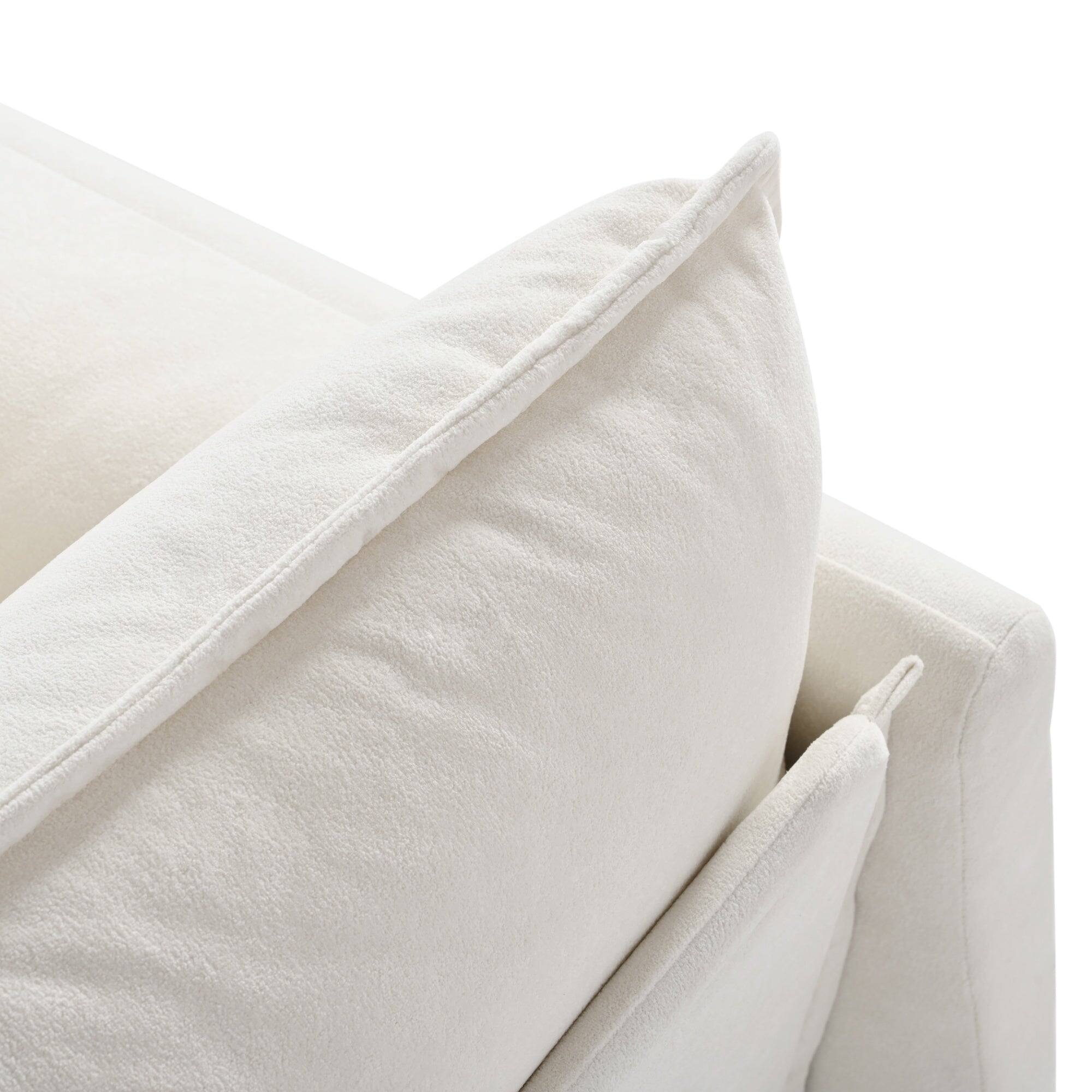 Alt View 3. Boyel Living - Modern Minimalist Beige Chenille Sofa with Side Storage Pockets 1-Seat - Beige.