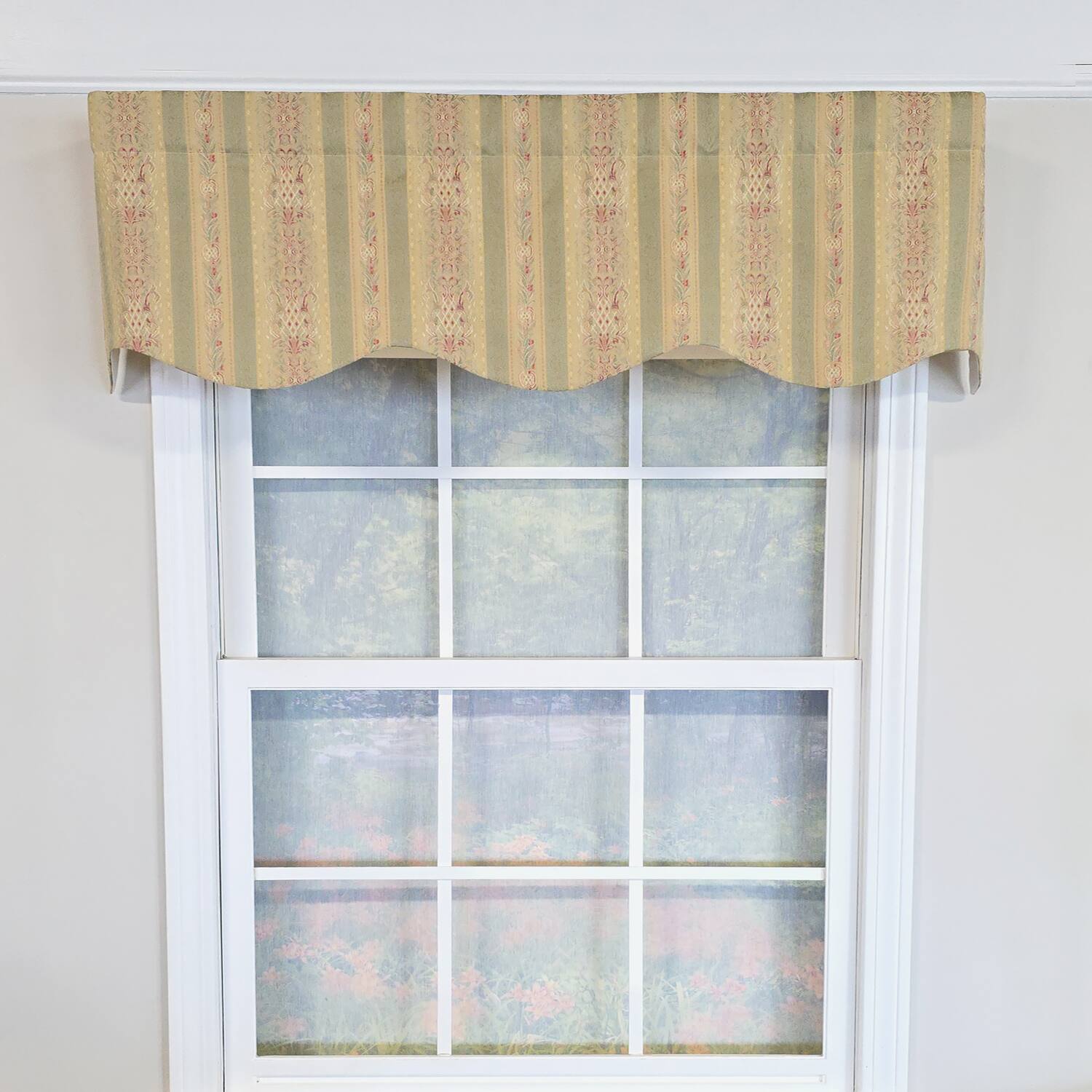 Angle. RLF Home - RLF Home 100% Cotton Kuriyama Provance  Fully lined Windows Rod Pocket Valance 50" x 15"  Beige - Beige.