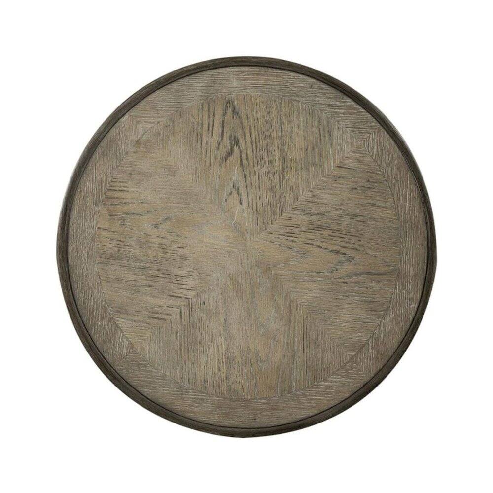 Angle. Starlight Canyon Home - Antique White Round Side Table Accent Piece for Rustic Living Rooms - White.
