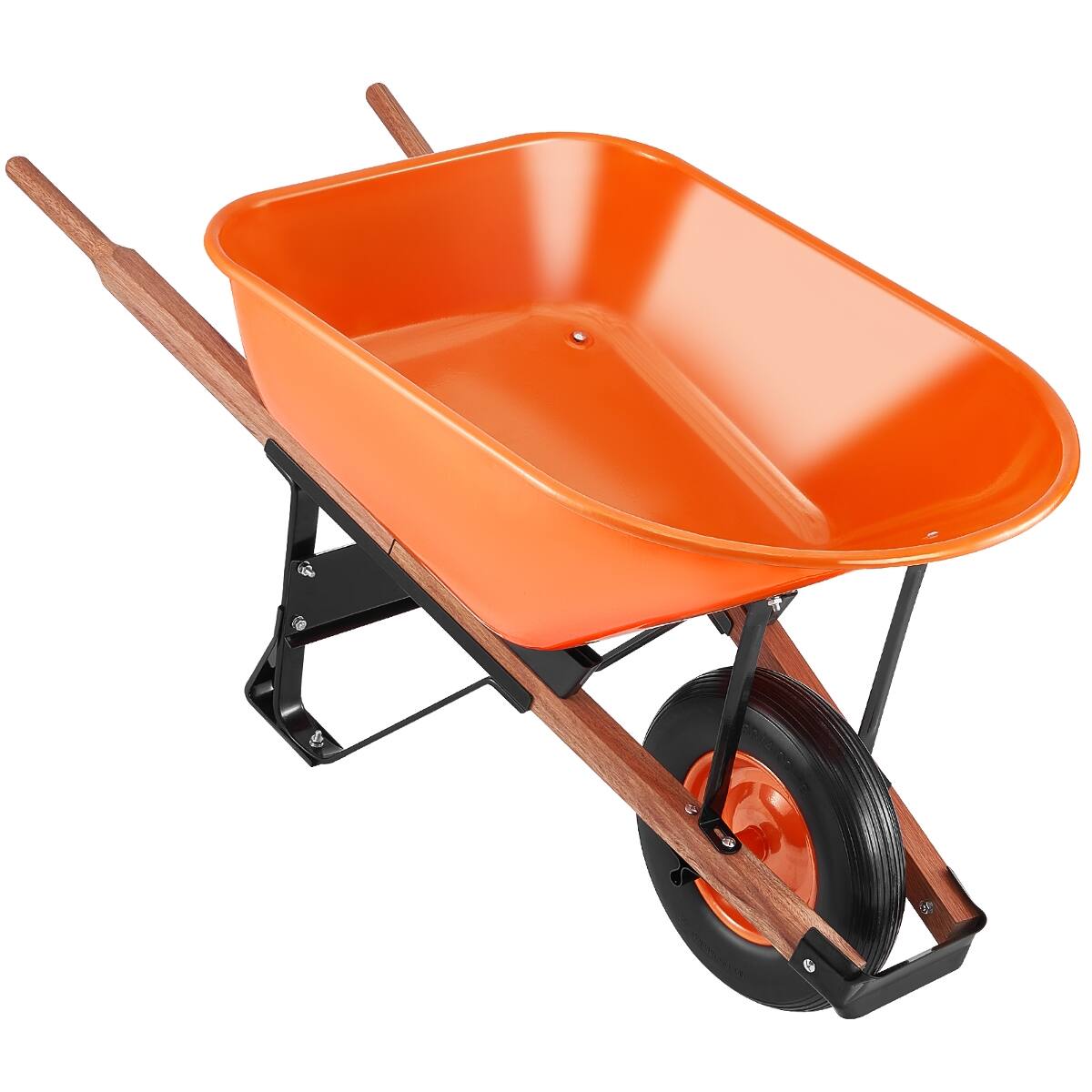 Back. Loheer - Loheer 6 cu ft wheelbarrow cart 330 lbs capacity garden dump cart with 16 inch solid foam tire.
