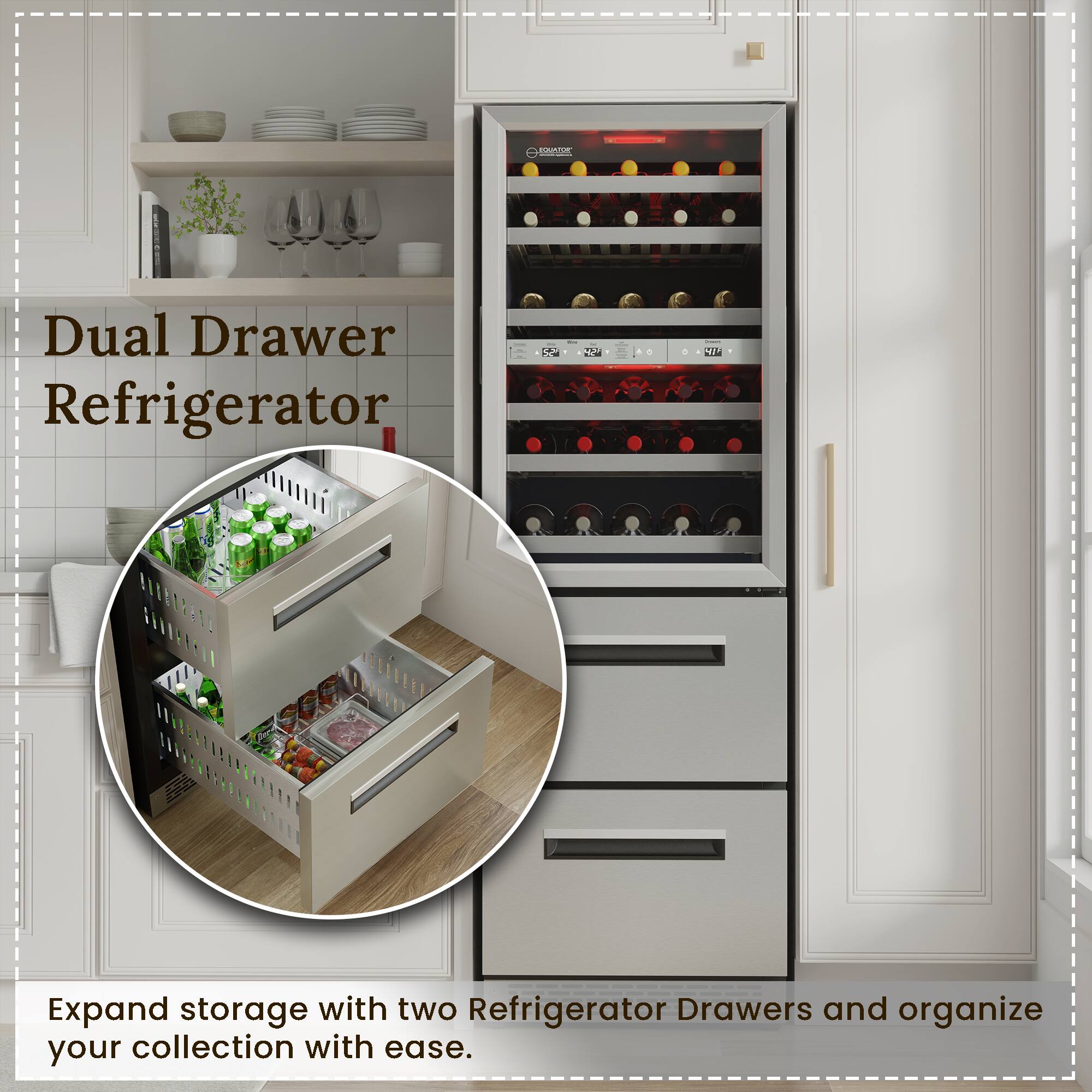 CORILE: Dual Drawer Refrigerator - C

Expand storage with two Refrigerator Drawers and organize your collection with ease.