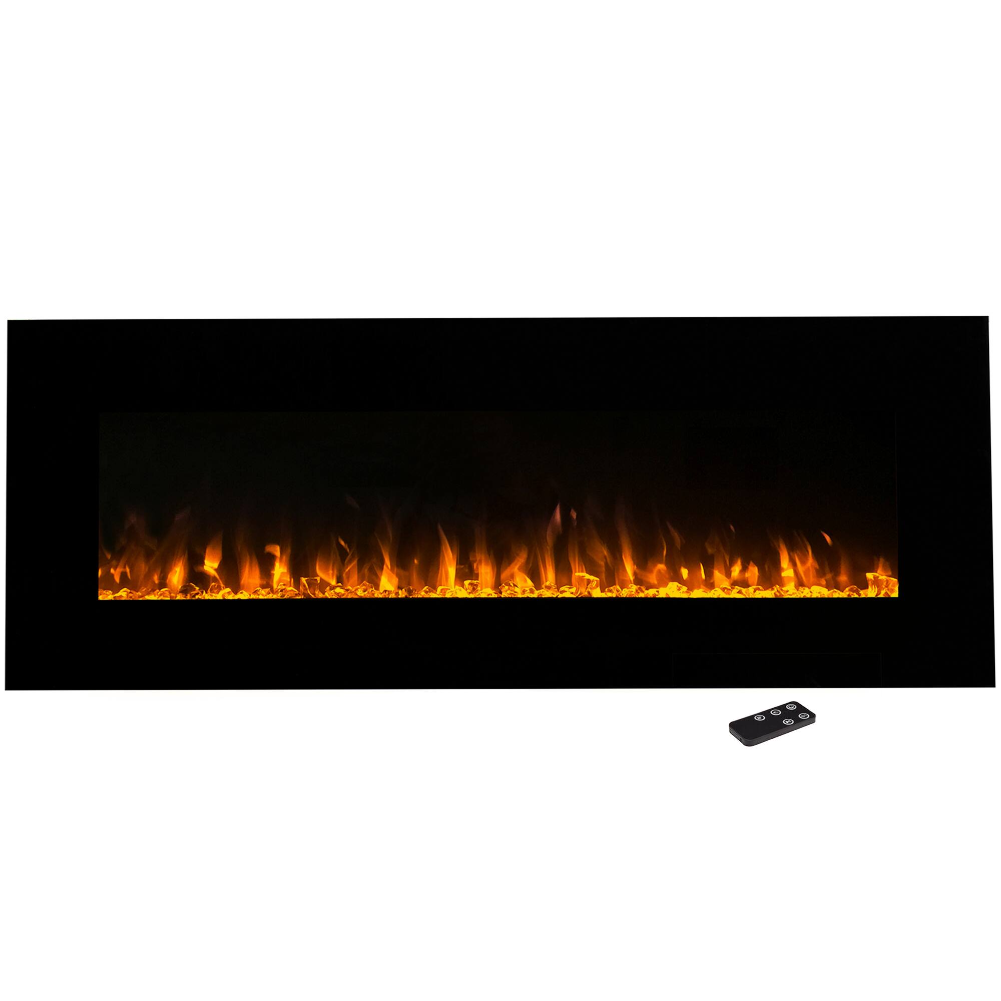 Alt View 16. Northwest - 54-Inch Electric Fireplace Wall Mounted - LED Fire and Ice Flame, Adjustable Heat, and Brightness with Remote (Black) - Black.