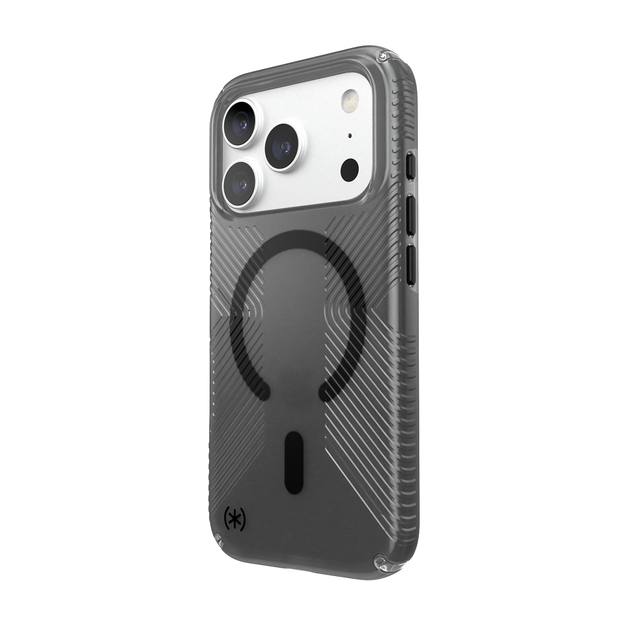 Angle. Speck - Presidio Lux Grip Case for Apple iPhone 18 Pro / iPhone 17 Pro - Obsidian.