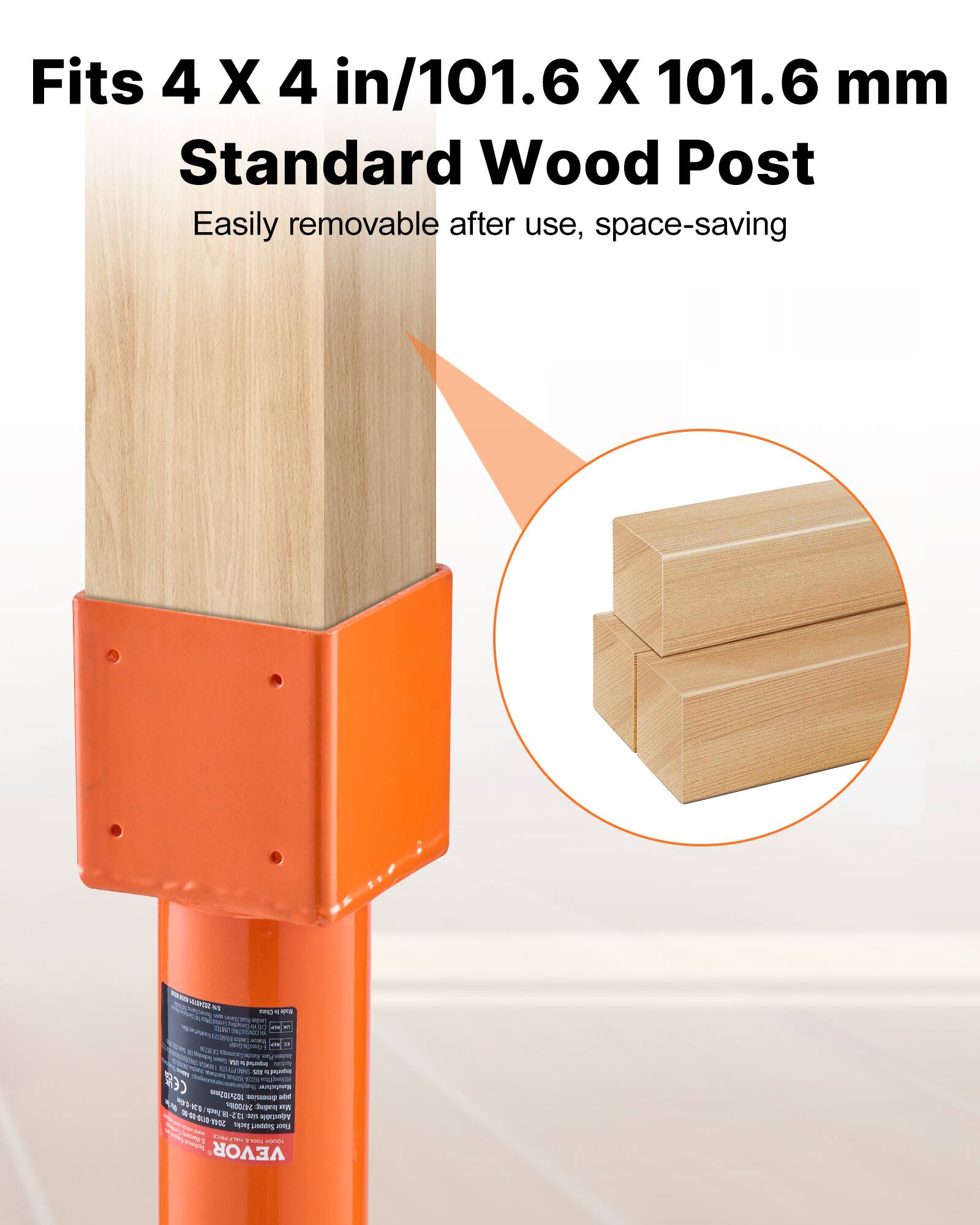 Fits 4 X 4 in/101.6 X 101.6 mm Standard Wood Post  
Easily removable after use, space-saving