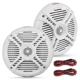 Pyle - PLMRX67 250W Marine Speaker System, 6.5” Waterproof Dual 2-Way Speakers (White)