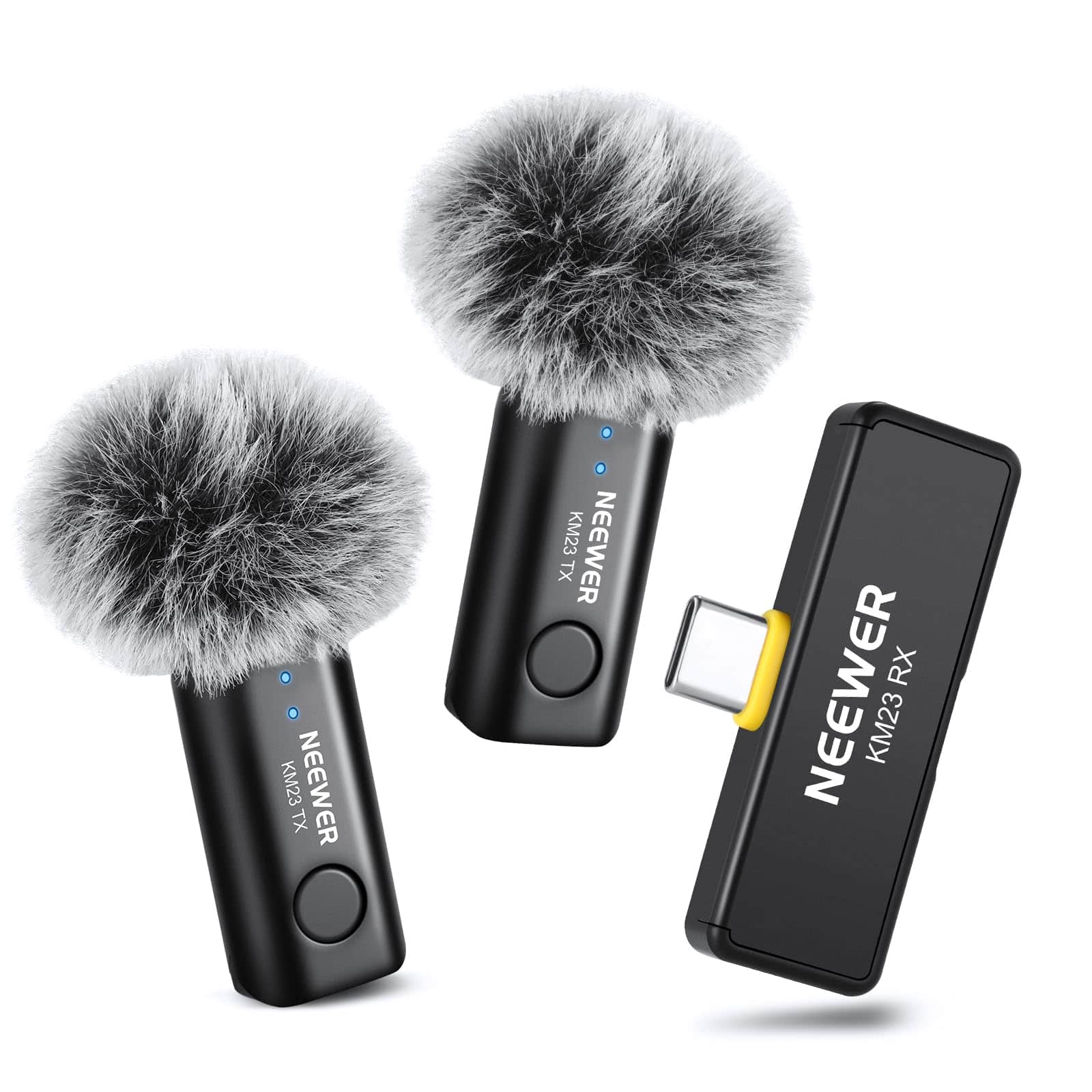 Neewer - Wireless Lavalier Mic System (1RX+2TX) - 40m Range Noise Cancelling for iPhone, Android, PC