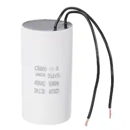 Unique Bargains - 50uF CBB60 Running Capacitor, AC 450V 2 Wires 50/60Hz for Refrigerators, Washing Machines, Water Pumps - White