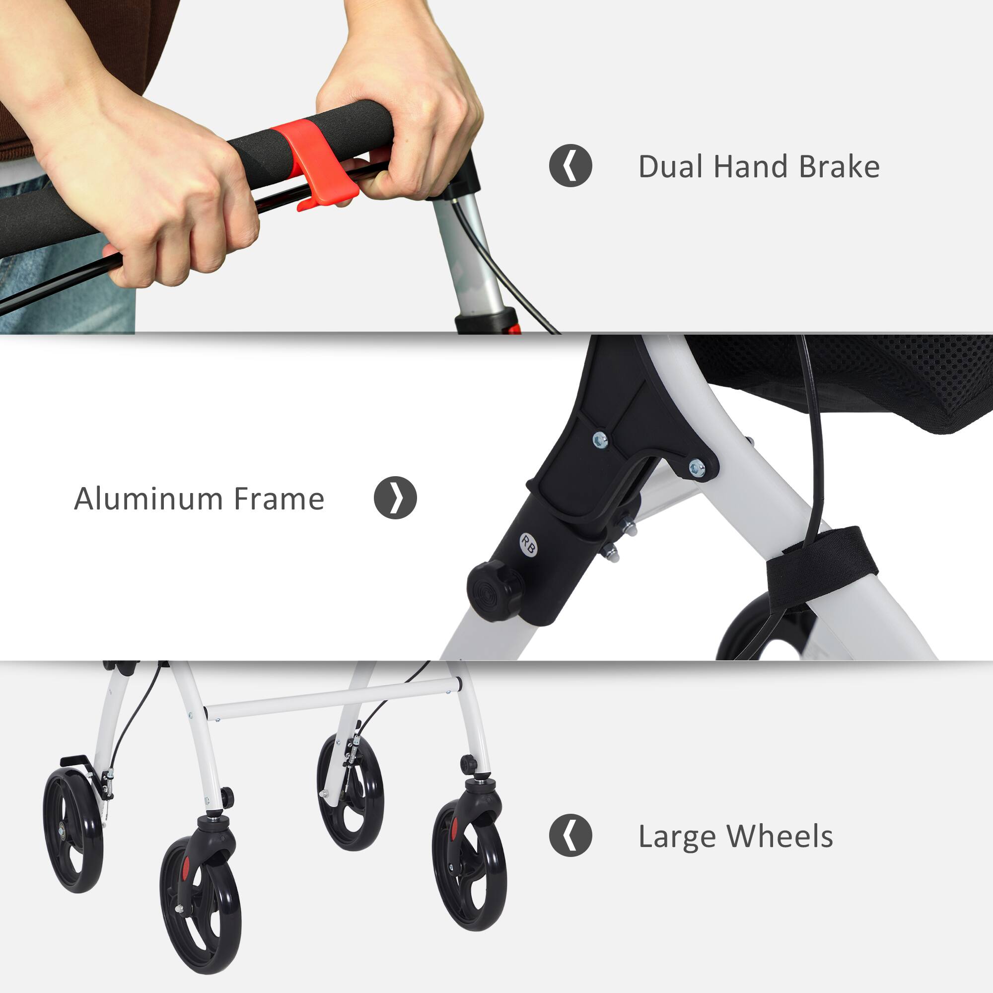 Dual Hand Brake, Aluminum Frame, Large Wheels