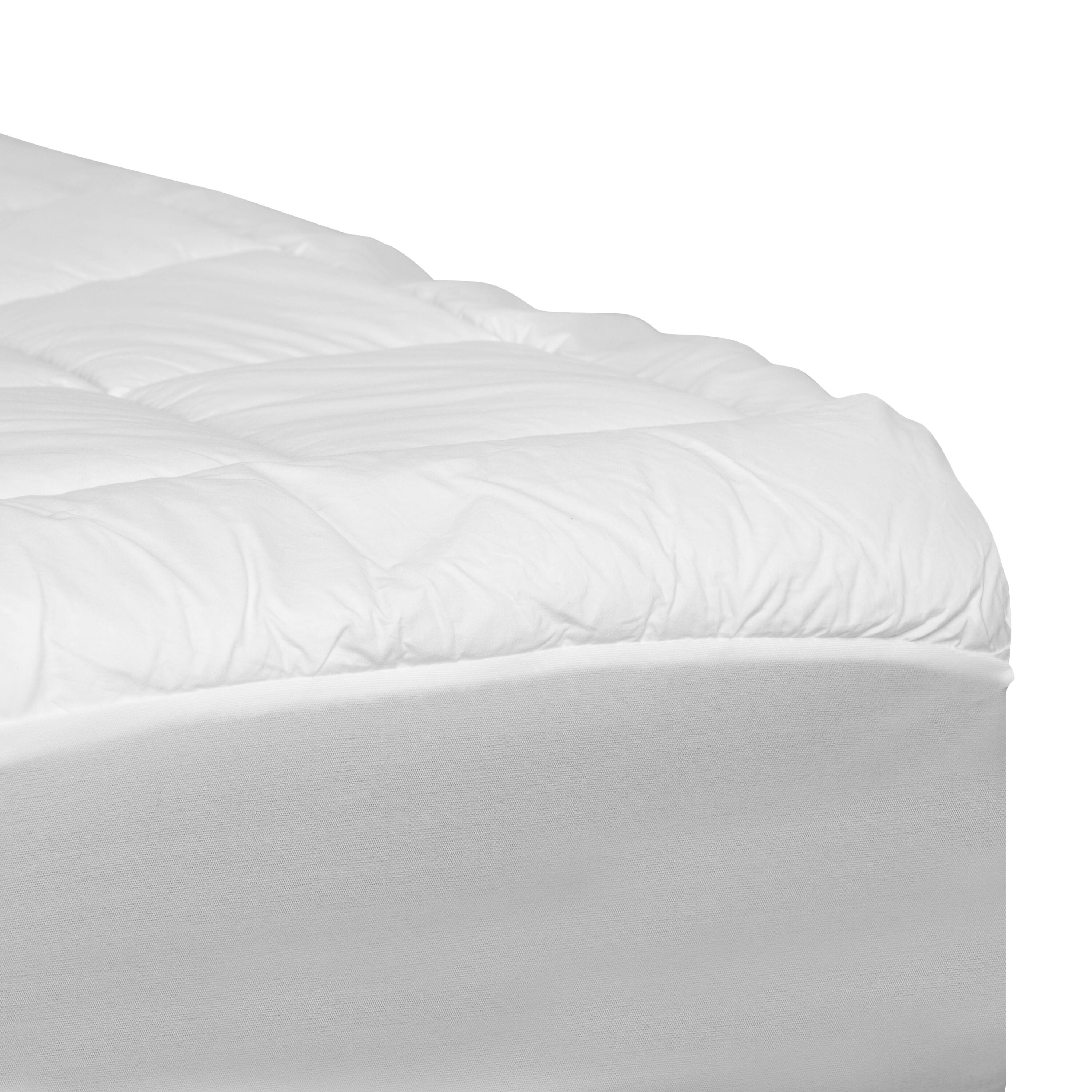 Alt View 7. Emma + Oliver - Hypoallergenic Mattress Pad with Deep Pockets and Quilted Cotton Top - White.