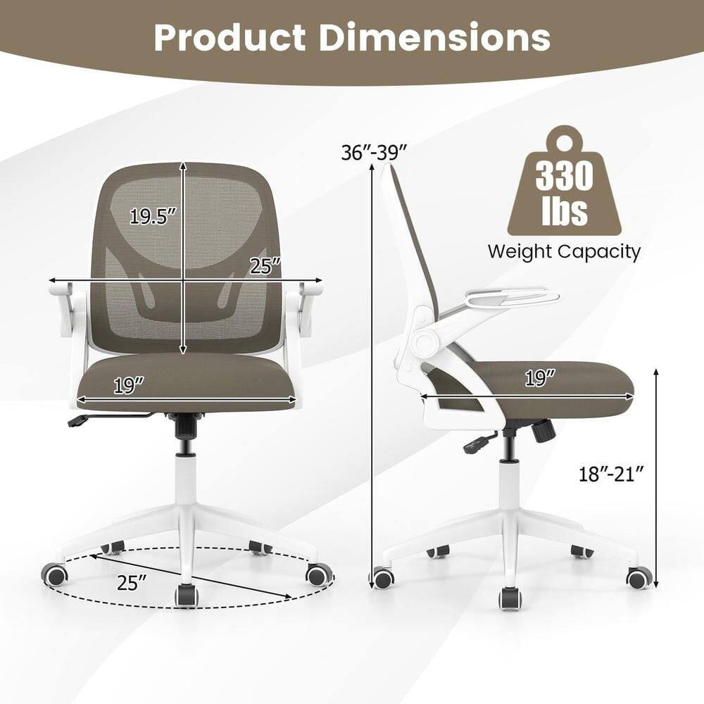 Product Dimensions:  
- Width: 19.5"  
- Depth: 25"  
- Height: 36"-39"  
- Seat Height: 18"-21"  
- Seat Width: 19"  
- Seat Depth: 19"  
- Base Diameter: 25"  

Weight Capacity: 330 lbs