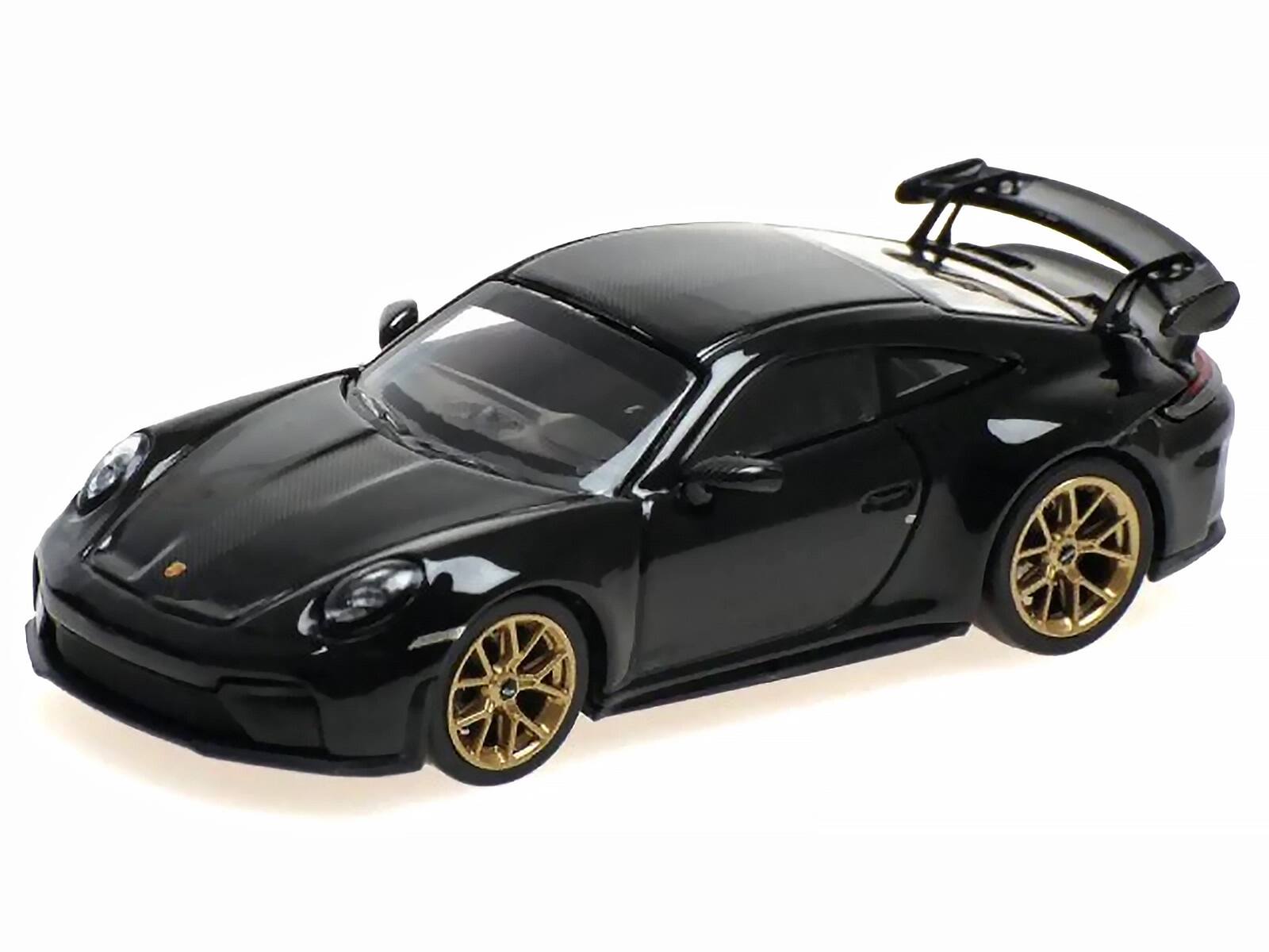 Alt View 1. Minichamps - 2025 Porsche 911 (992.2) GT3 Weissach Package Black with Carbon Stripe Limited Edition 1/64 Model Car by Minichamps.
