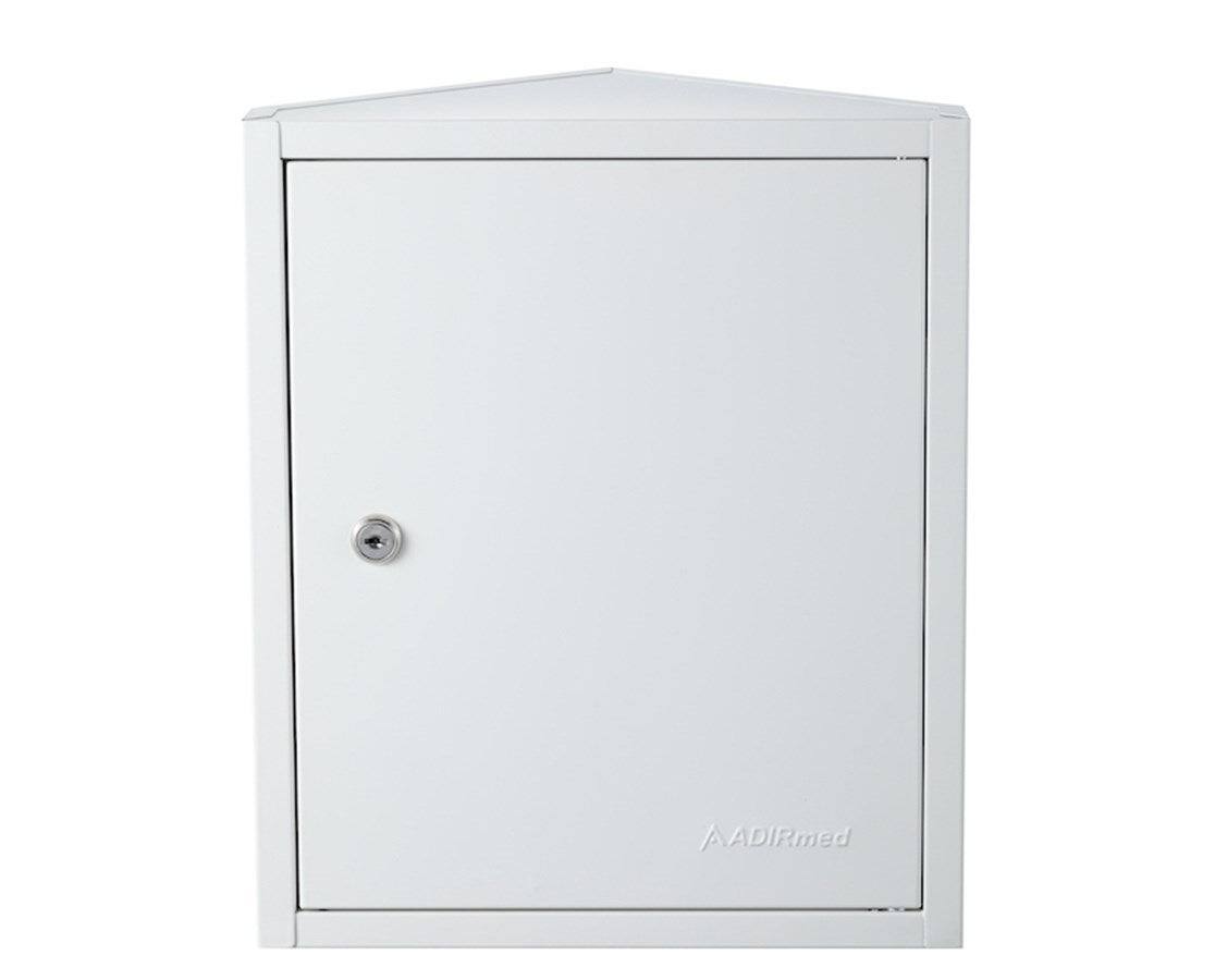 Front. Viva Comfort - Medicine Cabinet, Steel Corner Wall Mount Bathroom Locking Security Cabinet with 2 Shelves - White.