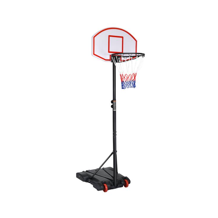 Front. SlickBlue - Adjustable Basketball Hoop System with Wheeled Base for Easy Movement - Black.