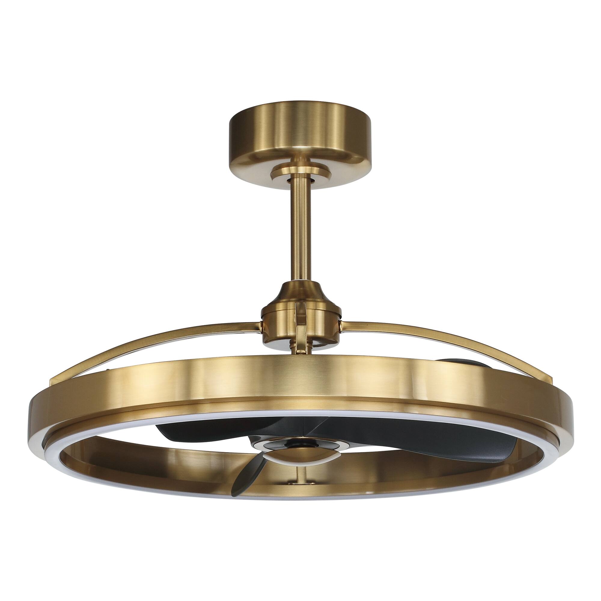 Alt View 2. Parrot Uncle - 27" Modern Brass LED Ceiling Fan with Remote Control - Brass.