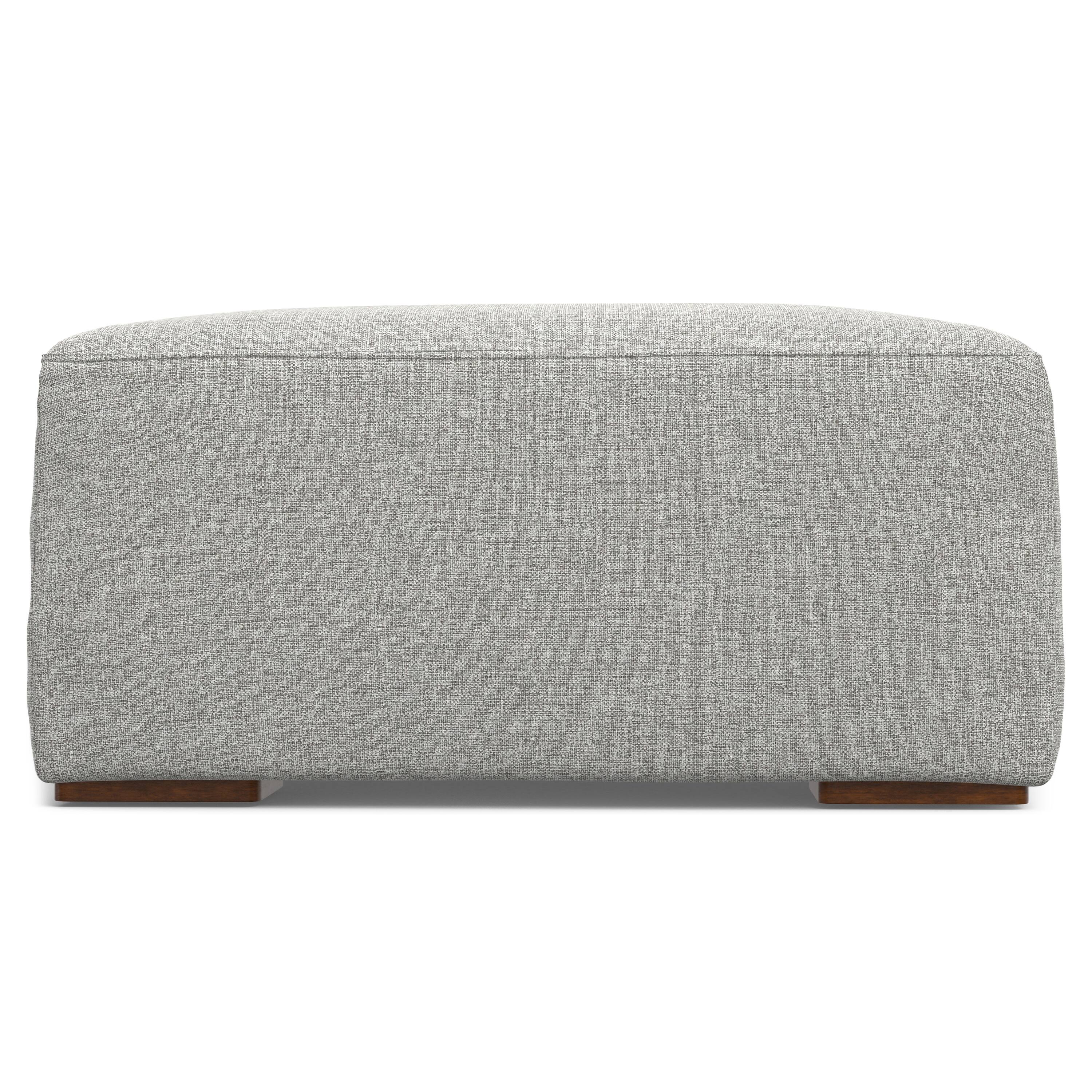 Left. Simpli Home - Rex Ottoman in Tightly Woven Performance Fabric - Pale Grey.