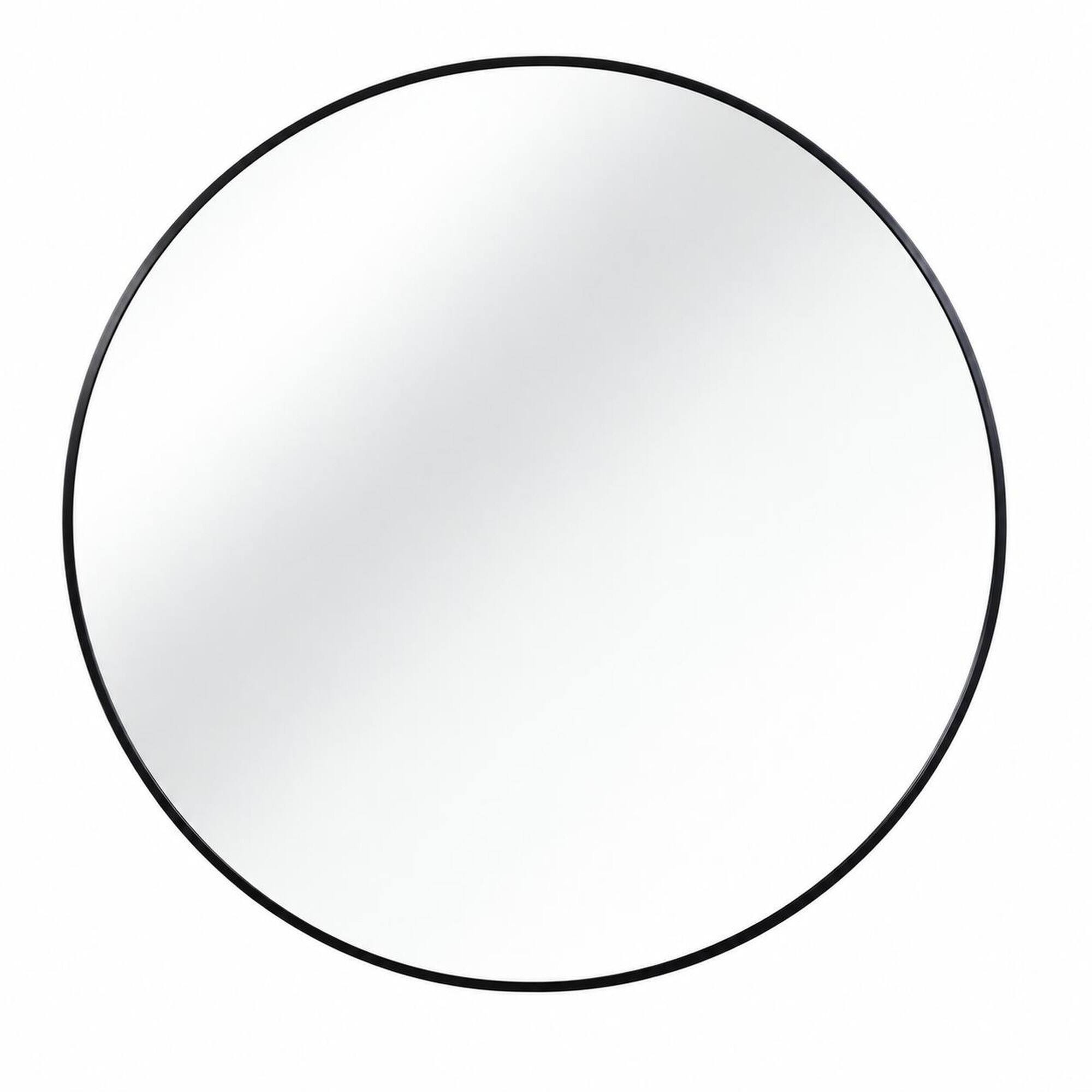 Front. RYHNUYNE - 32 Inch Round Wall Mirror, Black Metal Frame, 4mm HD Glass, Anti-Rust Aluminum, Shatterproof Film, Bathroom and Living.