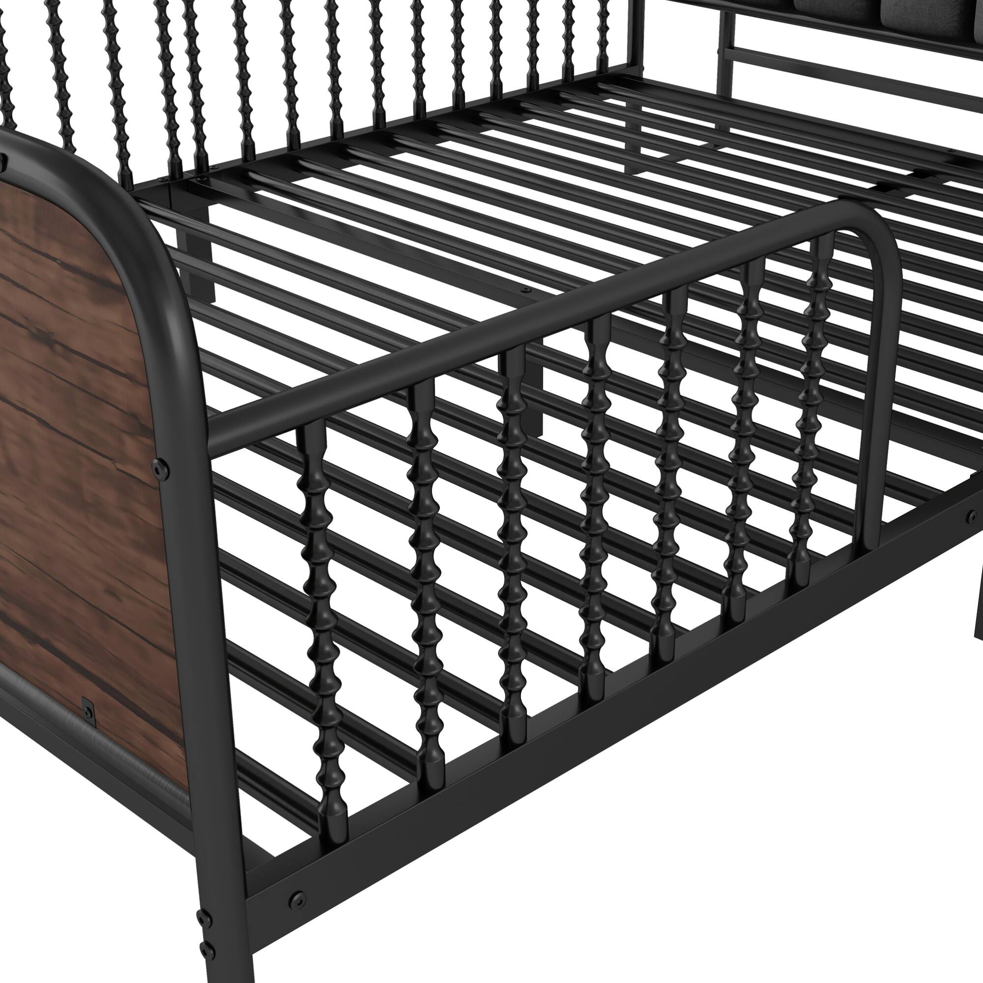 Alt View 2. GOODSILO - Full Size Metal Platform Bed Frame with LED Lighting and Upholstered Storage Headboard - Black.