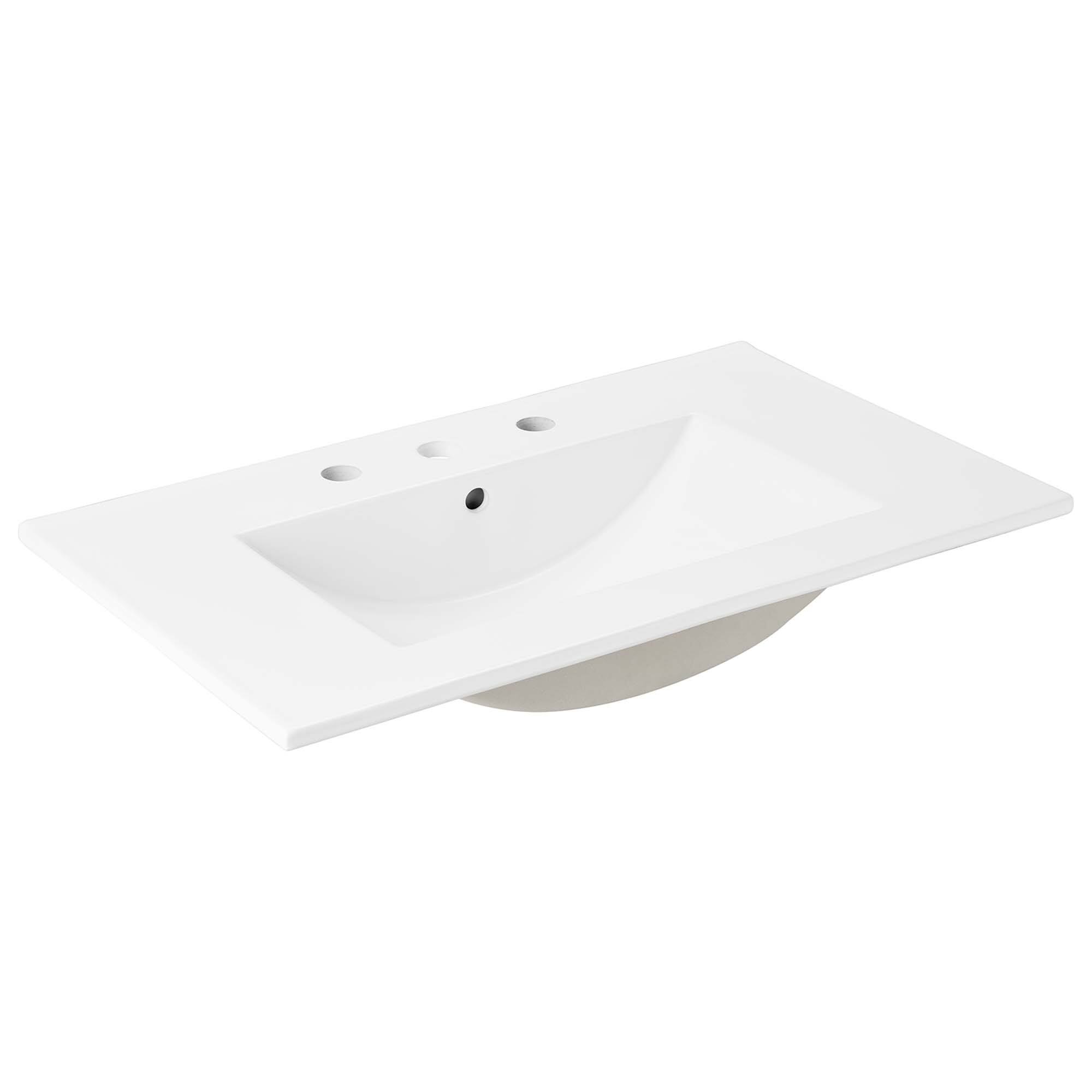 Alt View 3. Modway - Chaucer Bathroom Vanity with White Basin Included by Modway - Black White.